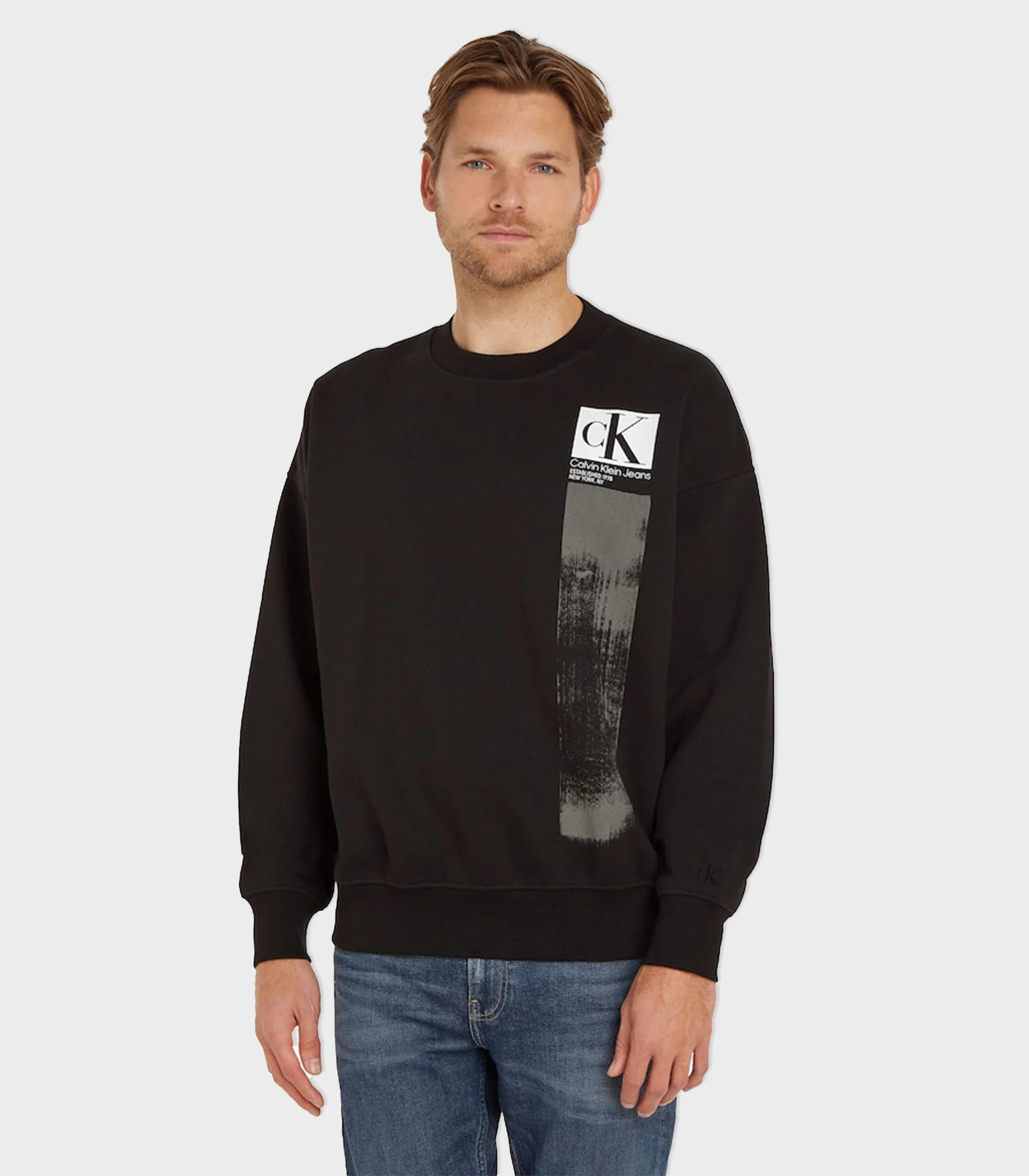 Calvin Klein Jeans - Men's Brushstroke Crew Neck Hoodie Regular Fit - Image 4