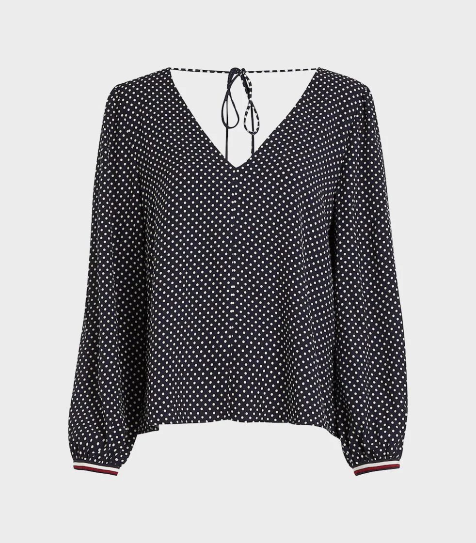 Tommy Hilfiger - Polka Dot Regular Fit V-Neck Blouse - Image 2