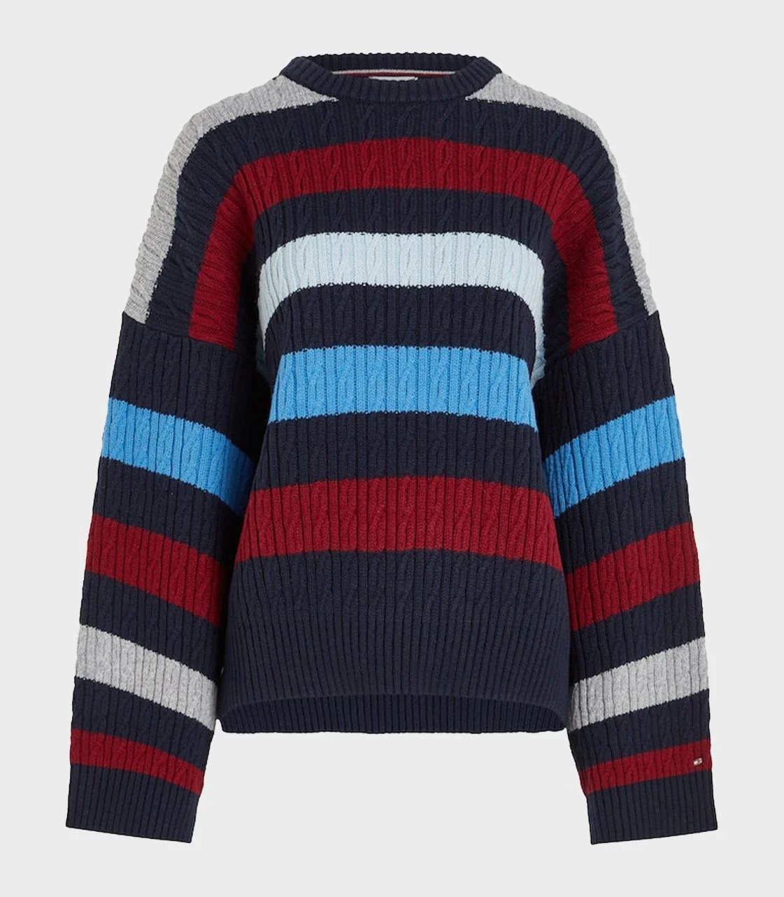 Tommy Hilfiger - Stripe Cable Knit Crew Neck Jumper Relaxed Fit - Image 2