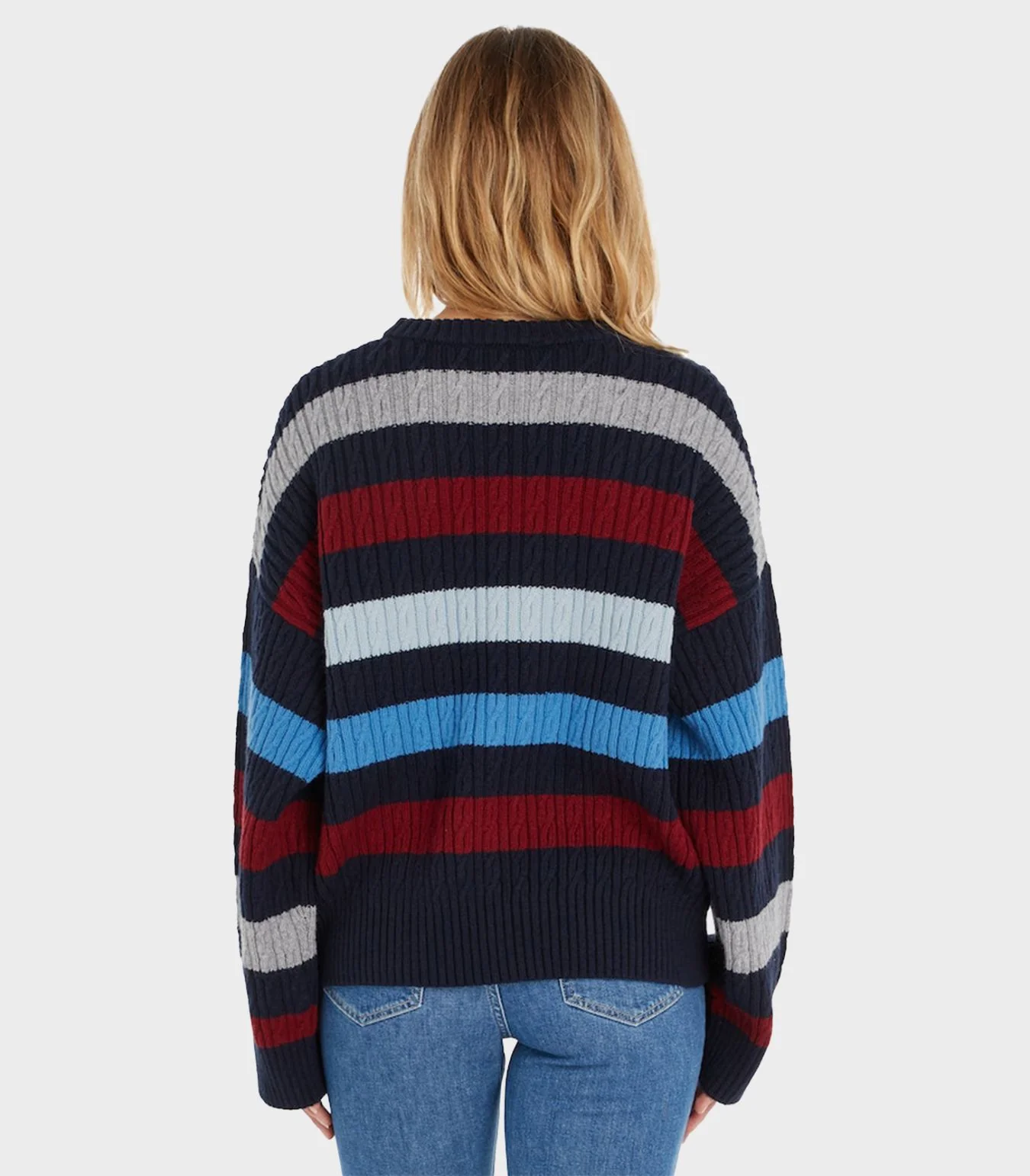 Tommy Hilfiger - Stripe Cable Knit Crew Neck Jumper Relaxed Fit - Image 3