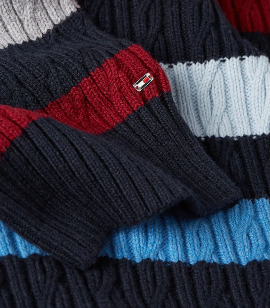Tommy Hilfiger - Stripe Cable Knit Crew Neck Jumper Relaxed Fit - Image 6
