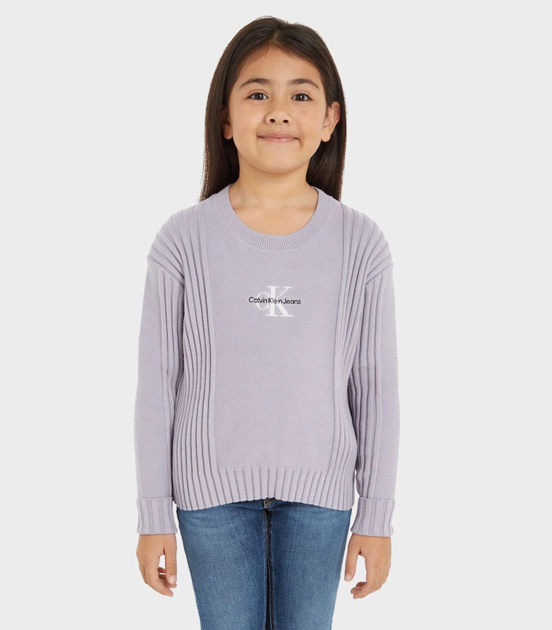 Calvin Klein  - Girls -  Monogram Rib Sweater - Image 4