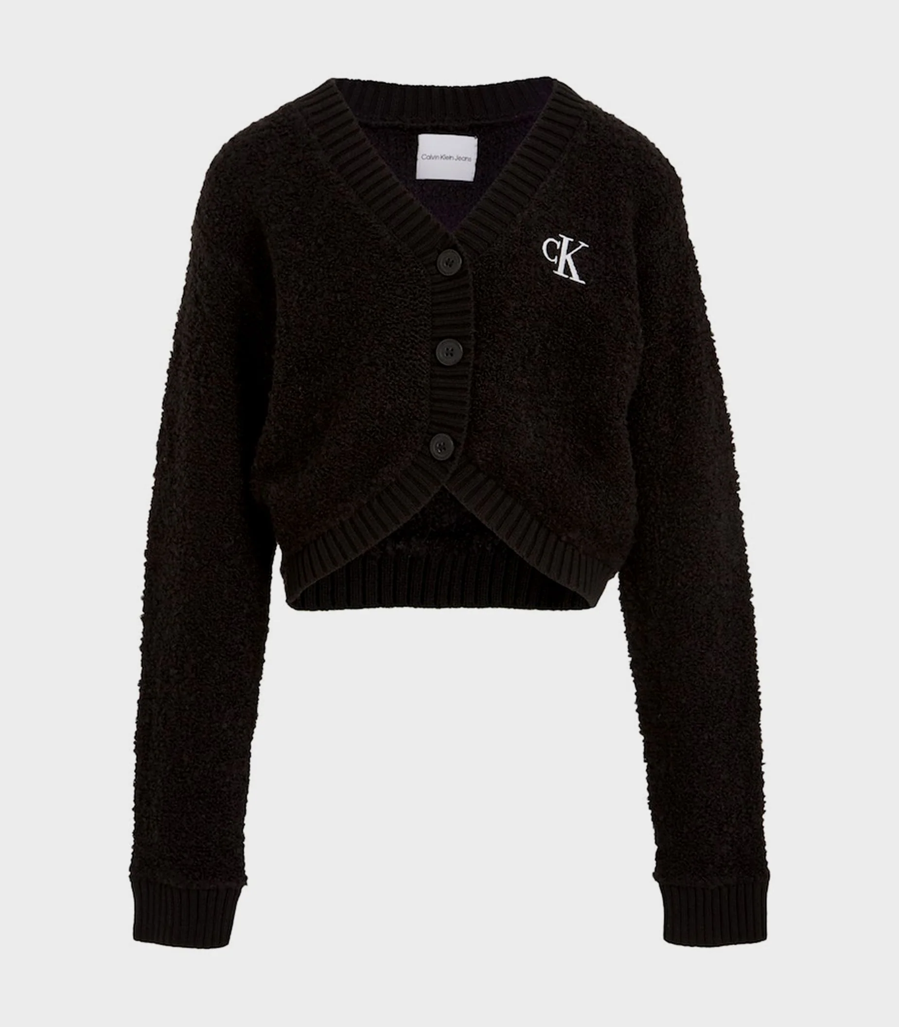 Calvin Klein  - Girls -  Cropped Boucle Cardigan Jumper - Image 4