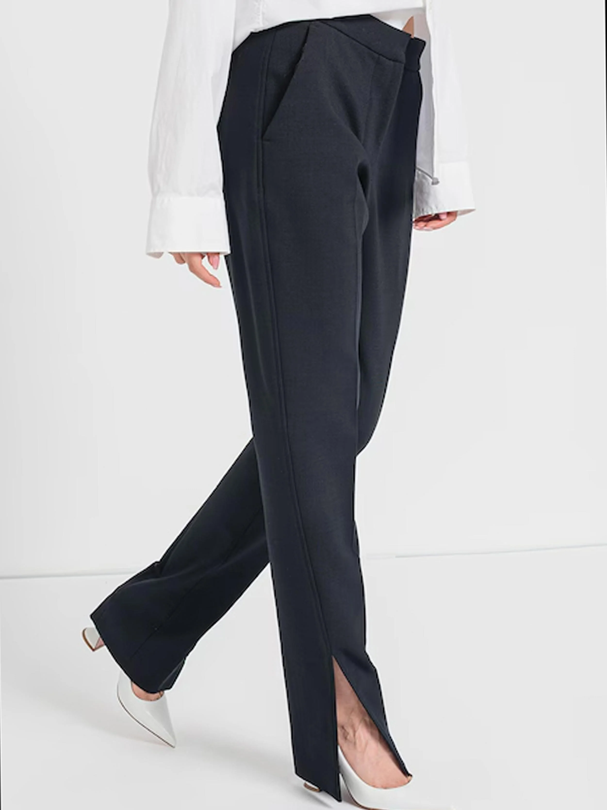 Calvin Klein - Elegant Wool Blend Trousers With Slits - Image 5