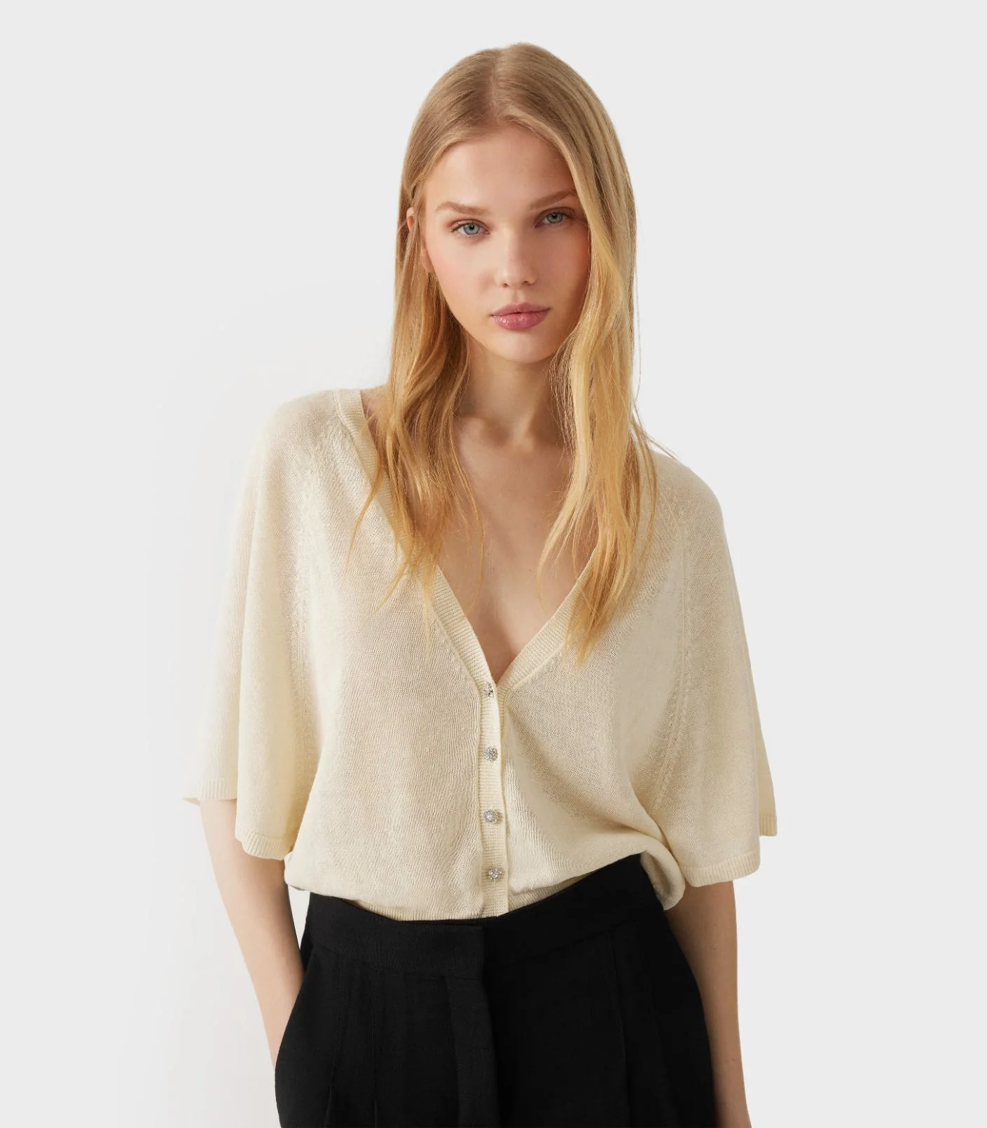 Ba&Sh -Domino Knitted Short-Sleeve Cardigan - Image 3