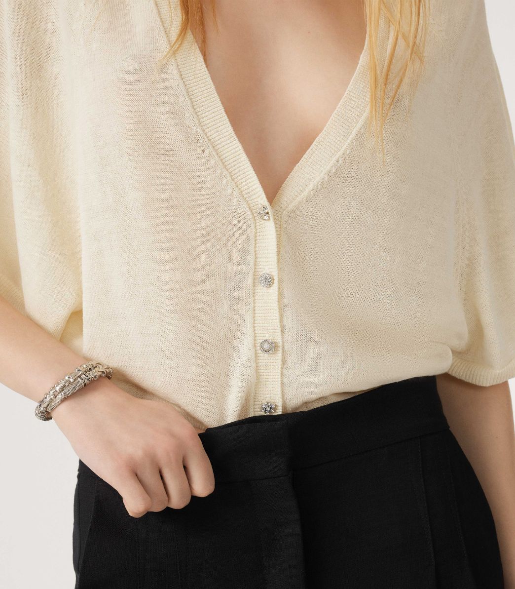 Ba&Sh -Domino Knitted Short-Sleeve Cardigan - Image 4