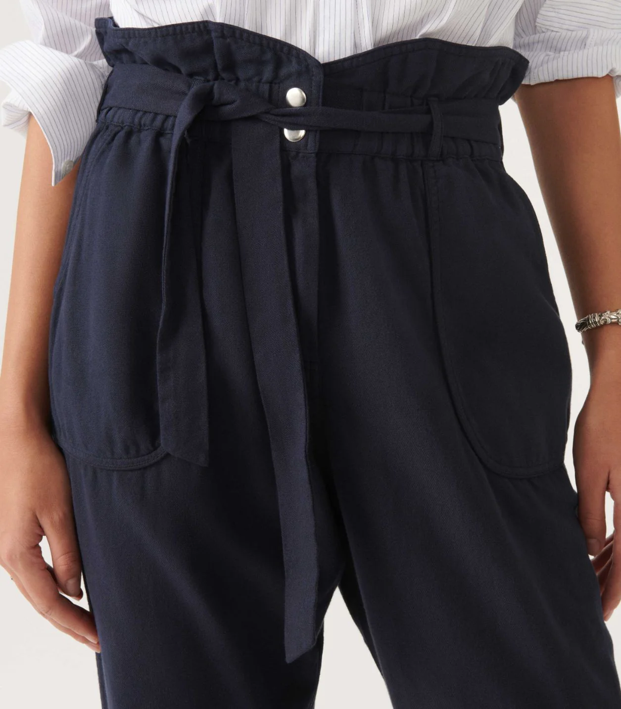 Ba&Sh - Tapered Paperbag-Waist Cotton Trousers - Image 3