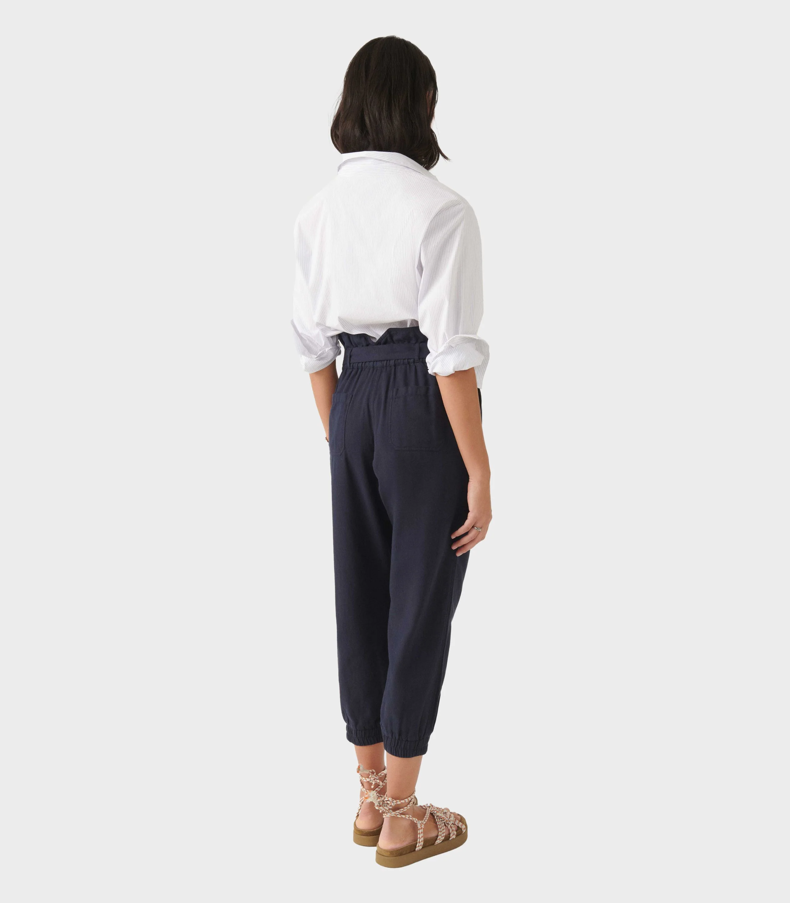 Ba&Sh - Tapered Paperbag-Waist Cotton Trousers - Image 4