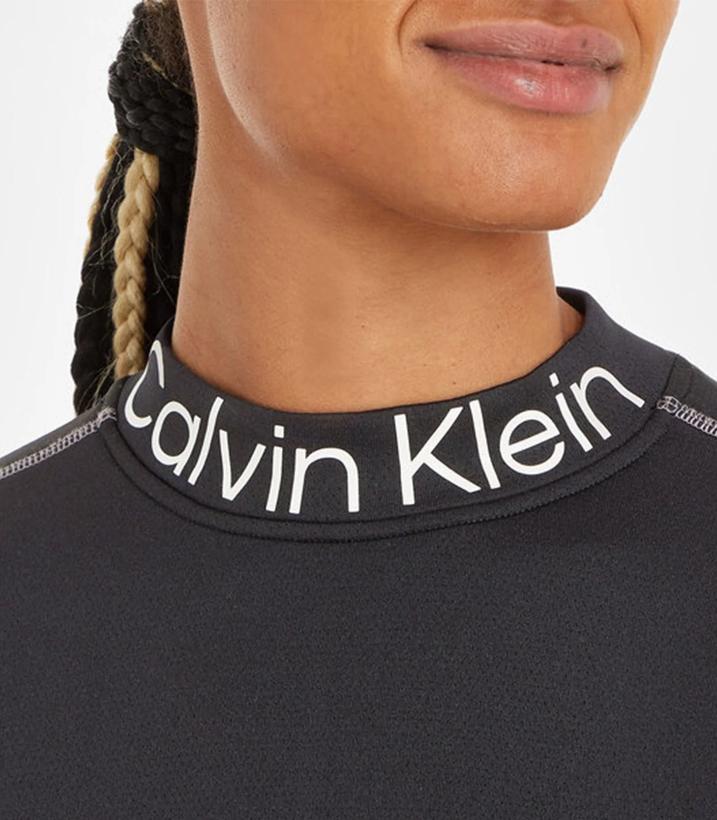 Calvin Klein -Cropped Mock Neck Logo Top - Image 4
