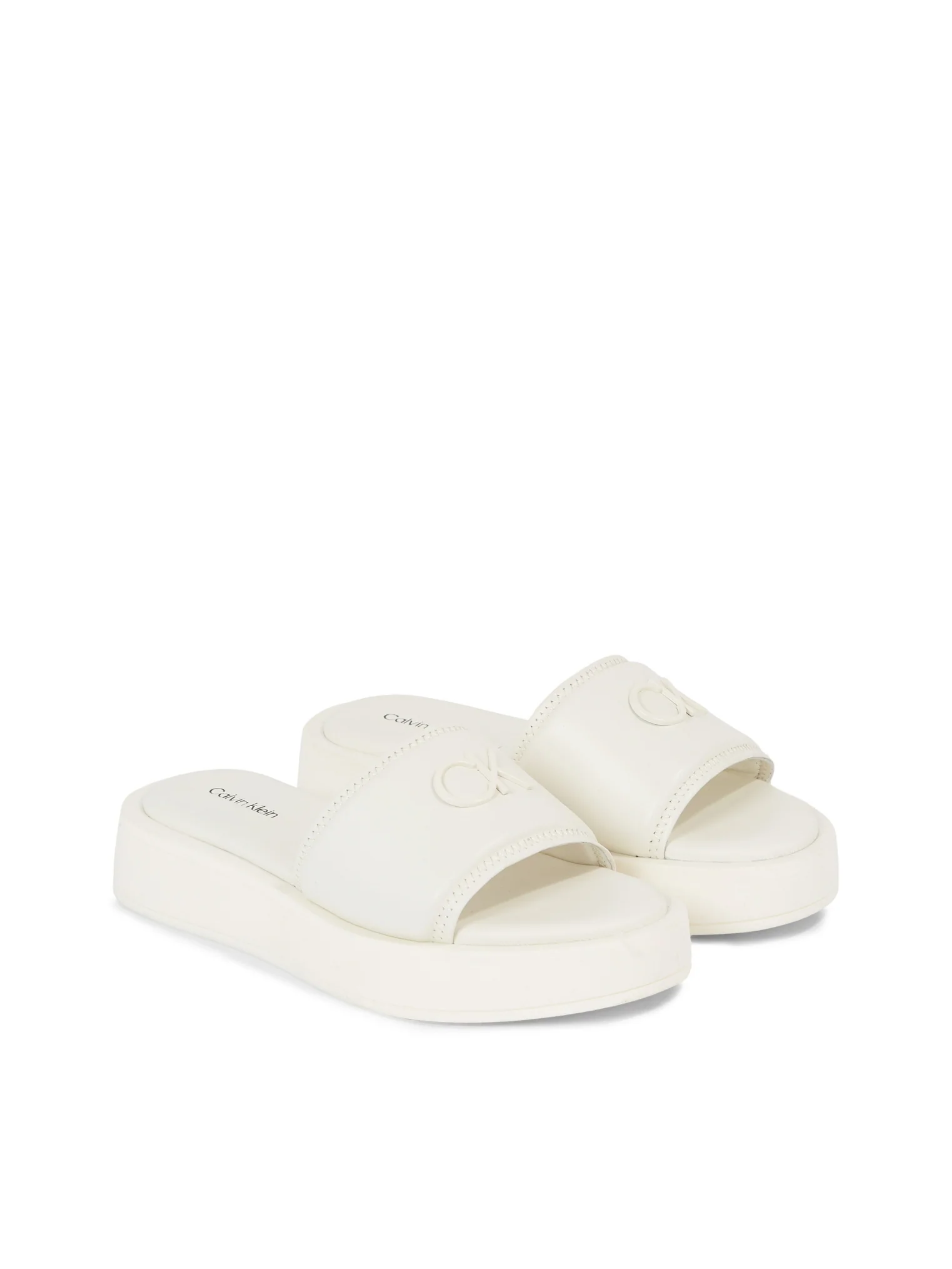 Calvin Klein - Women's Logo-Plaque Leather Slides - Image 2