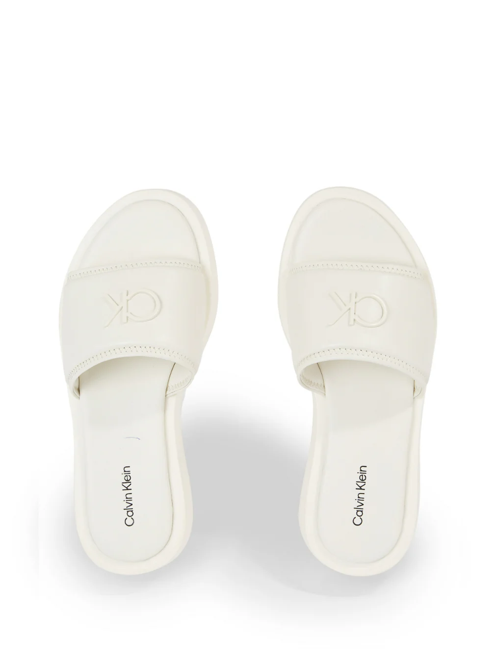 Calvin Klein - Women's Logo-Plaque Leather Slides - Image 3