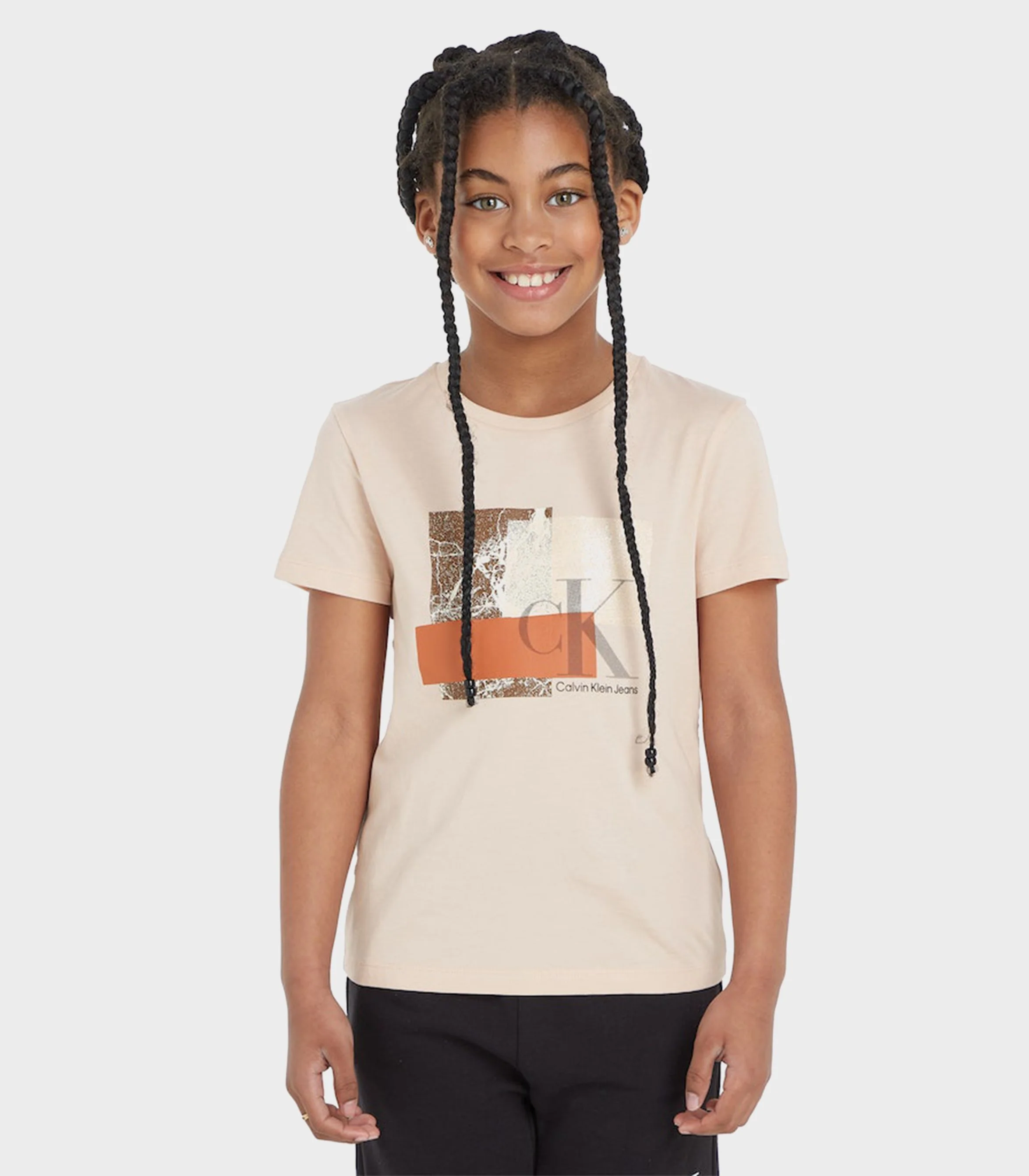 Calvin Klein  - Girls -  Layered Monogram Boxy Logo T - Shirt - Image 2