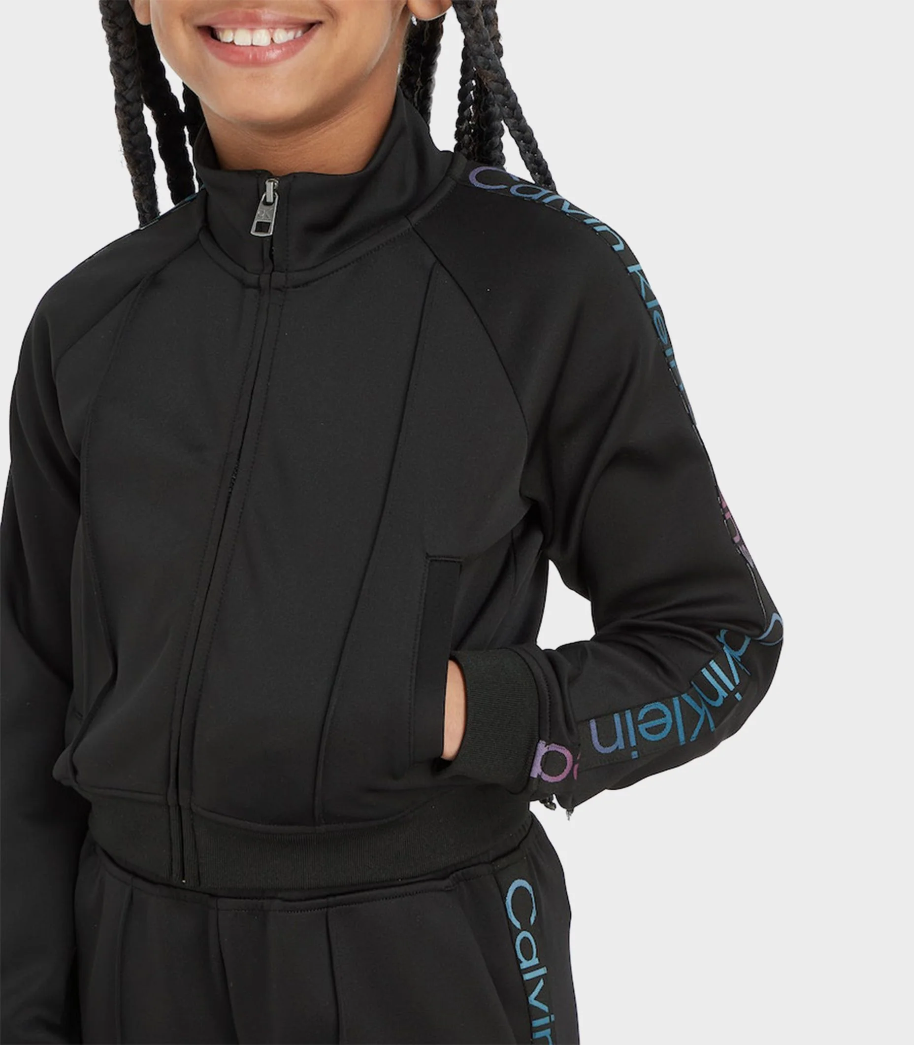 Calvin Klein  - Girls -  Sporty Tape Track Suit Set - Image 5