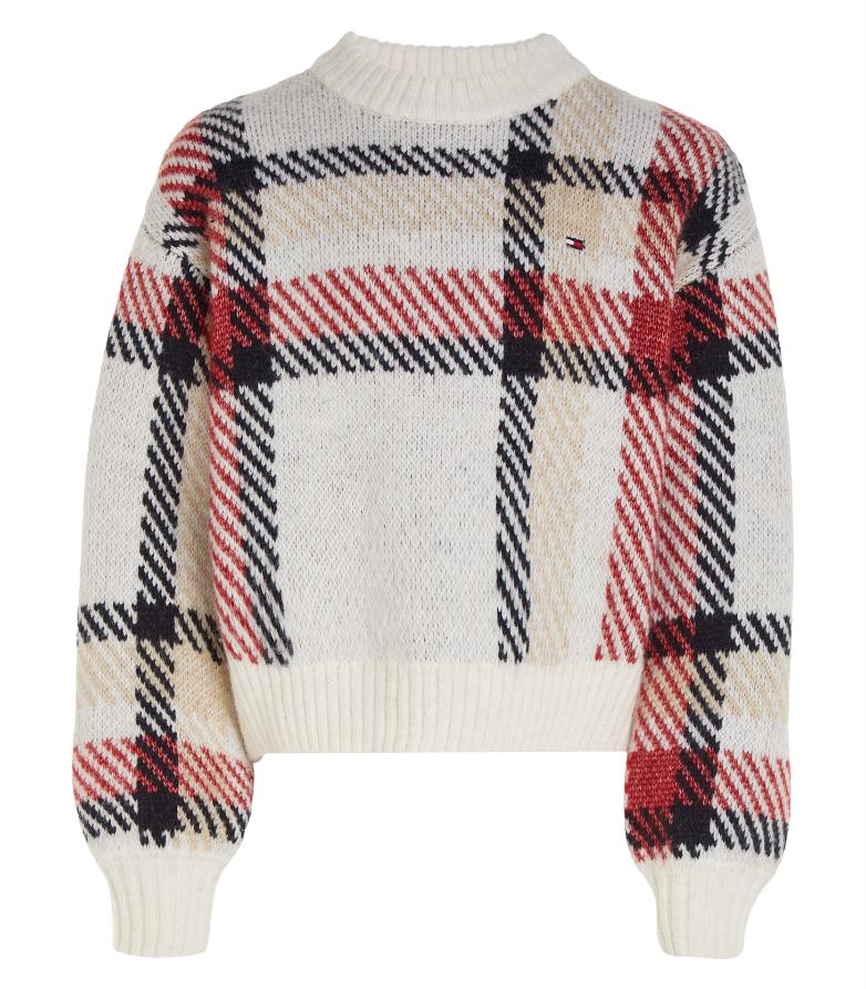 Tommy Hilfiger  - Girls -  Hilfiger Check Crew Neck Sweater Relaxed Fit - Image 4