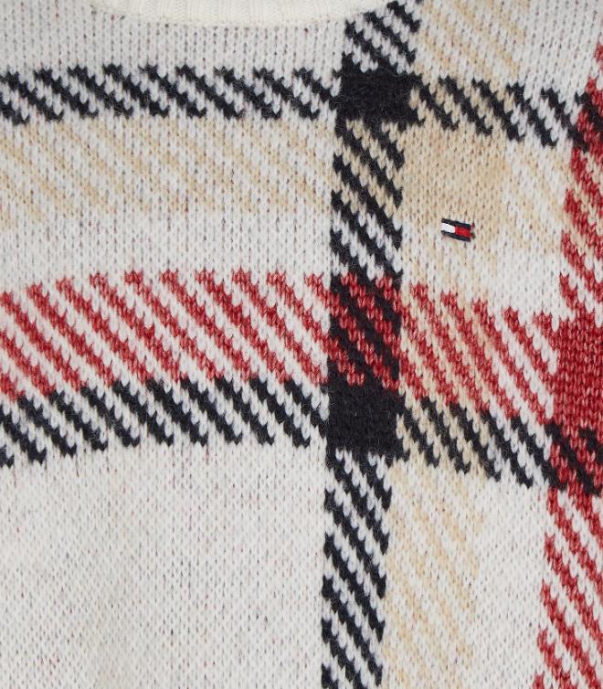 Tommy Hilfiger  - Girls -  Hilfiger Check Crew Neck Sweater Relaxed Fit - Image 8