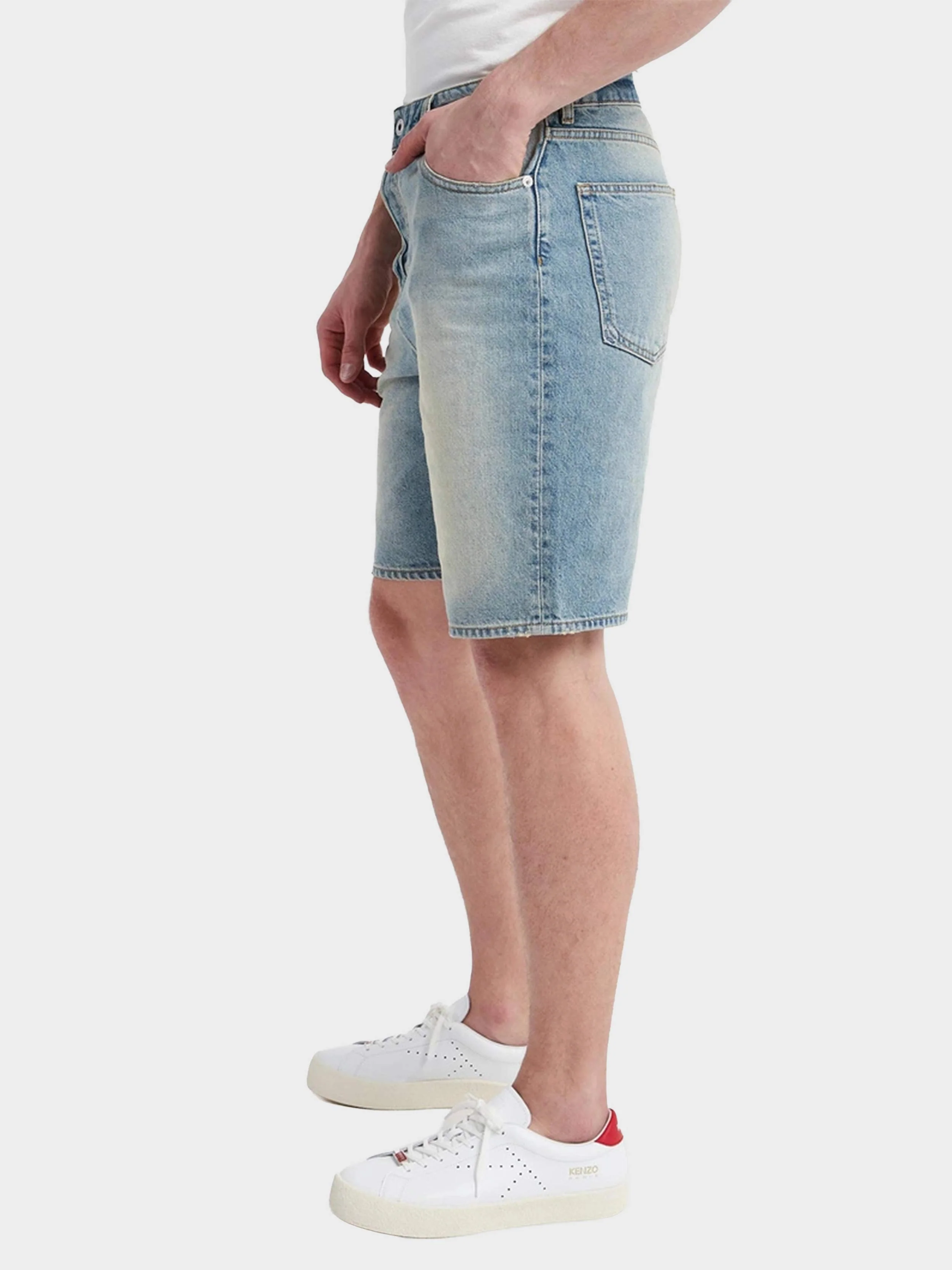 Kenzo - Men's Knee Length Faded Denim Shorts - Image 5