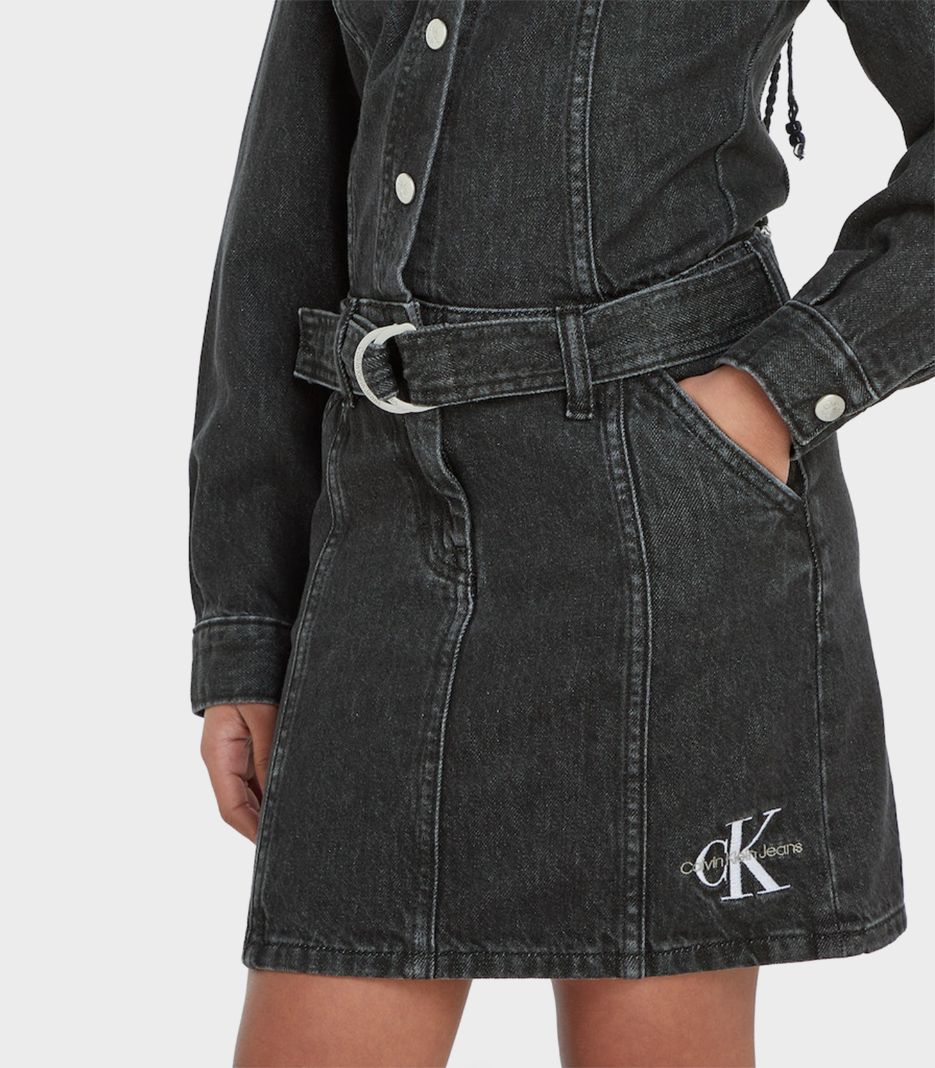 Calvin Klein  - Girls -  Long Sleeve Denim Dress - Image 8
