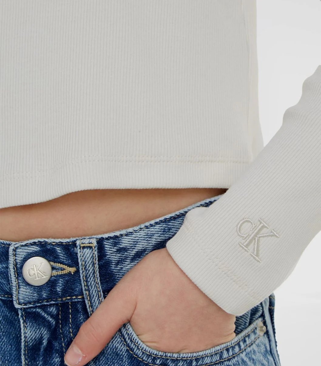 Calvin Klein  - Girls -  Embroidery Cut Out Rib Top - Image 4
