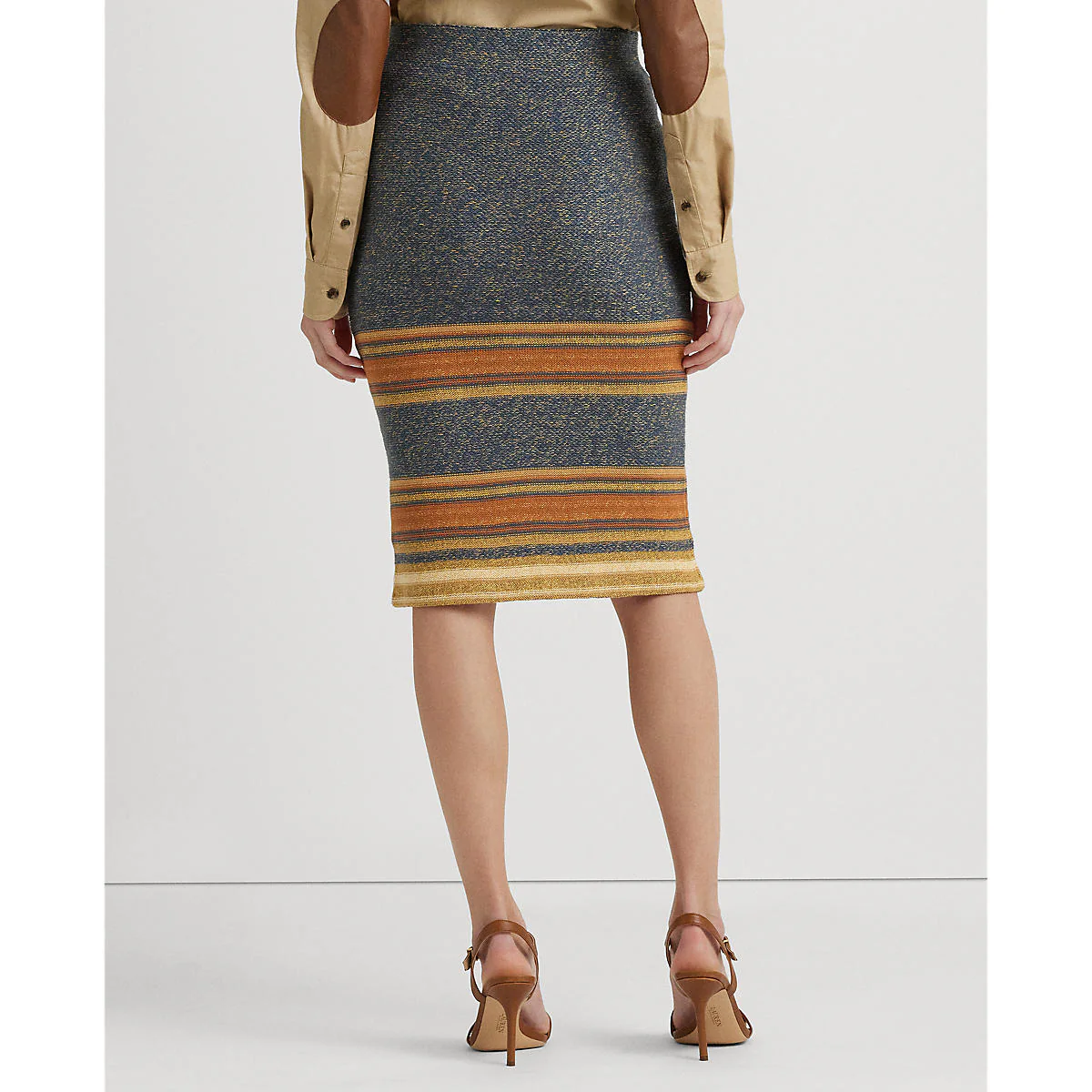Lauren Ralph Lauren - Striped Cotton-Linen Knit Pencil Skirt - Image 4