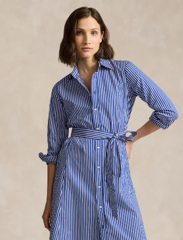Polo Ralph Lauren - Women's Belted Striped Cotton Shirtdress - Image 4