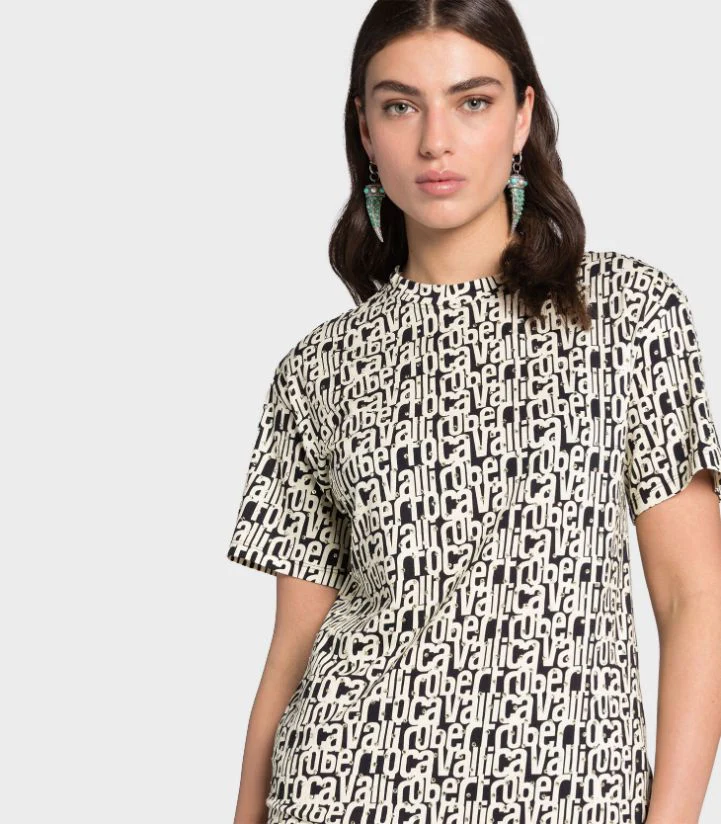 Roberto Cavalli -Crystal-Embellished Logo-Print T-Shirt - Image 4