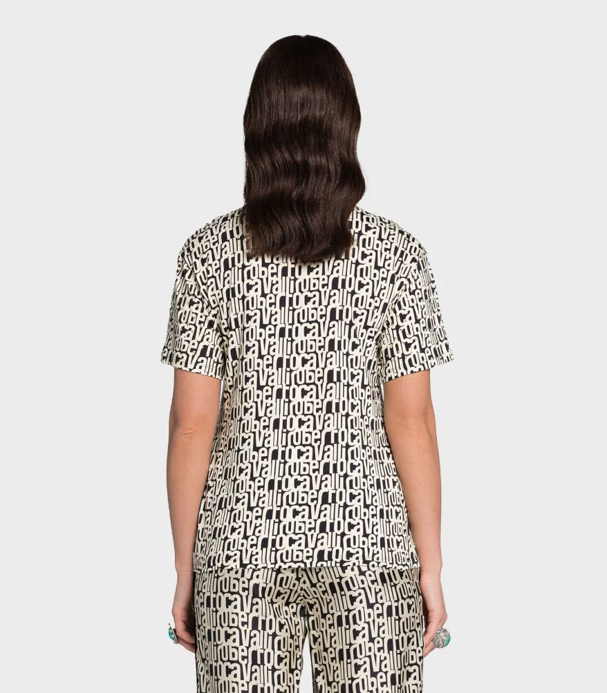 Roberto Cavalli -Crystal-Embellished Logo-Print T-Shirt - Image 5