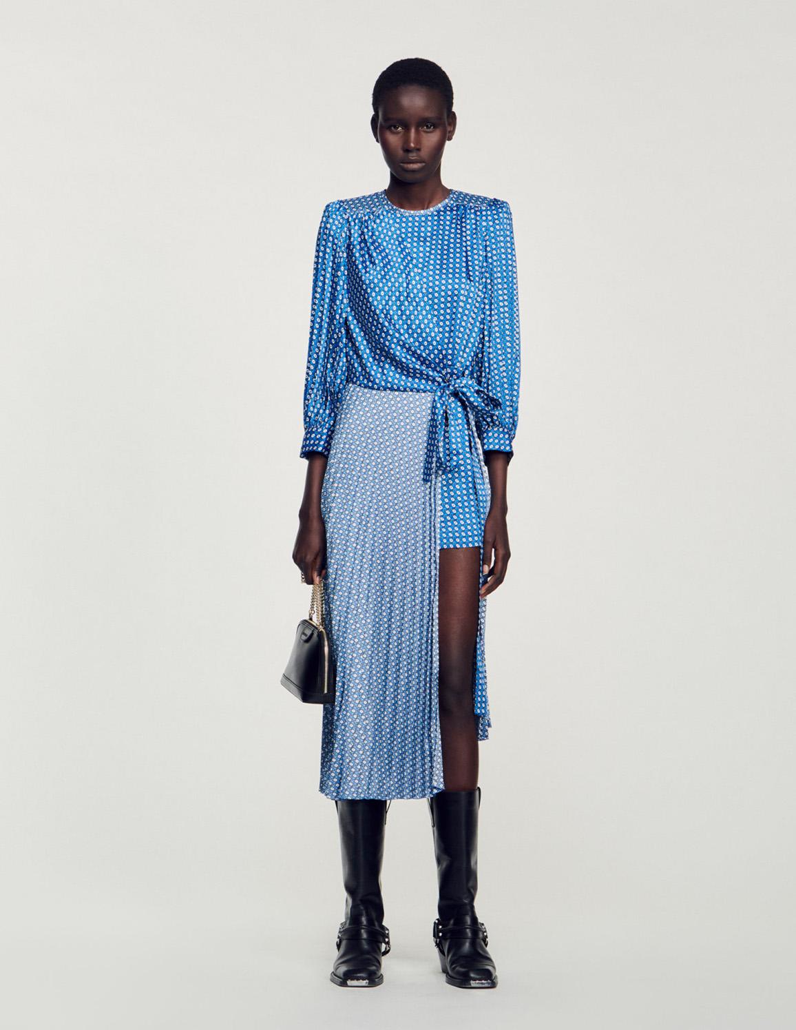 SANDRO - Long Tie-Print Dress - Image 2