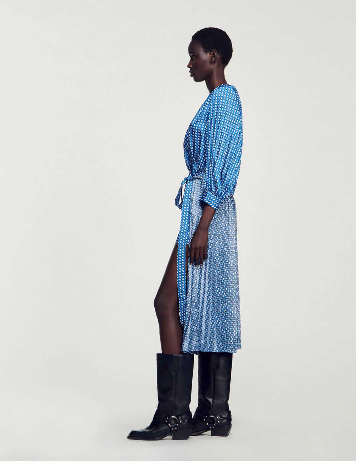 SANDRO - Long Tie-Print Dress - Image 4