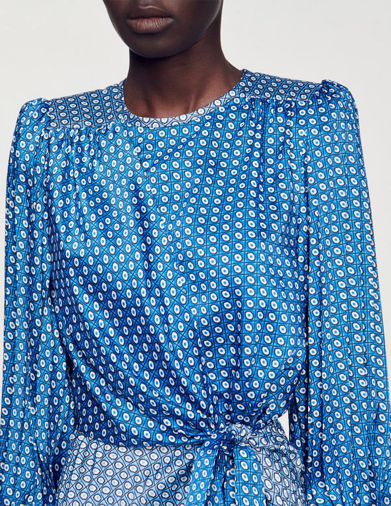 SANDRO - Long Tie-Print Dress - Image 5