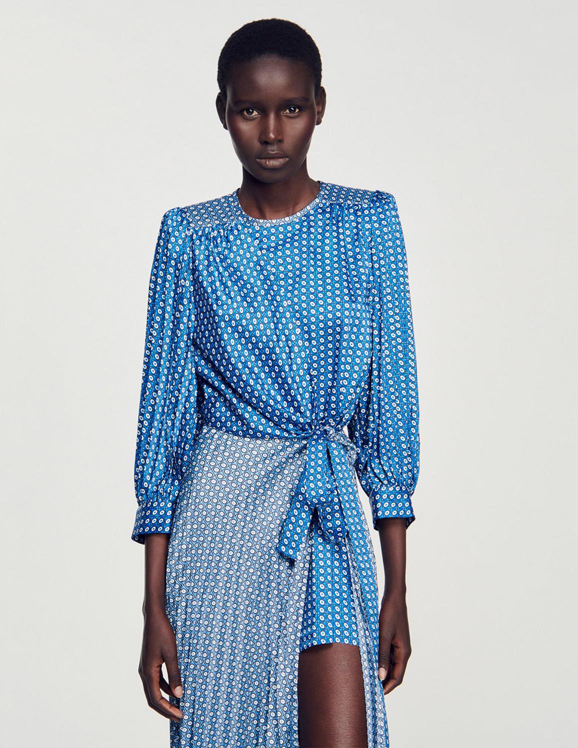 SANDRO - Long Tie-Print Dress - Image 6