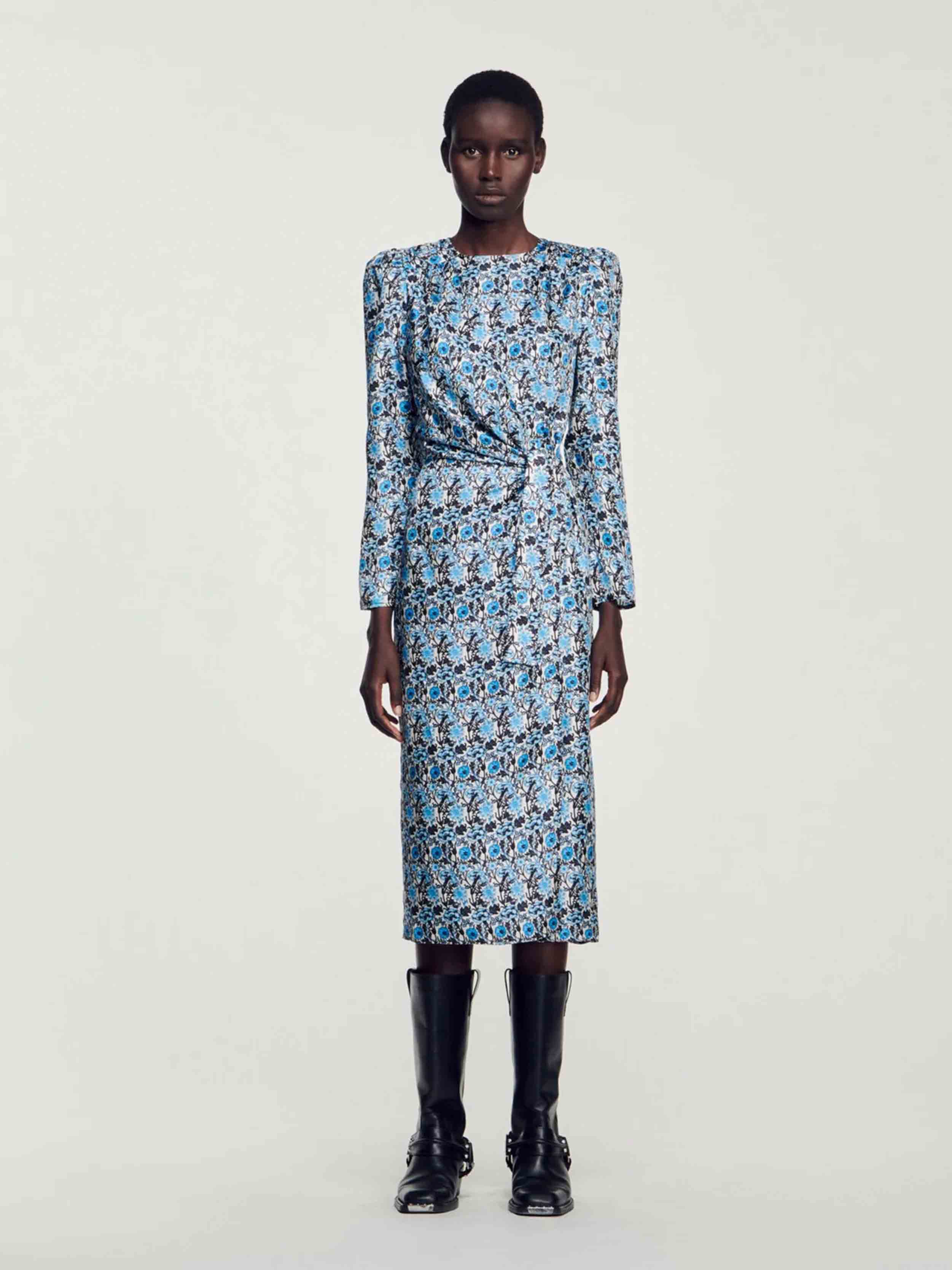 SANDRO - Women's Long Draped Silk Dress - Image 2