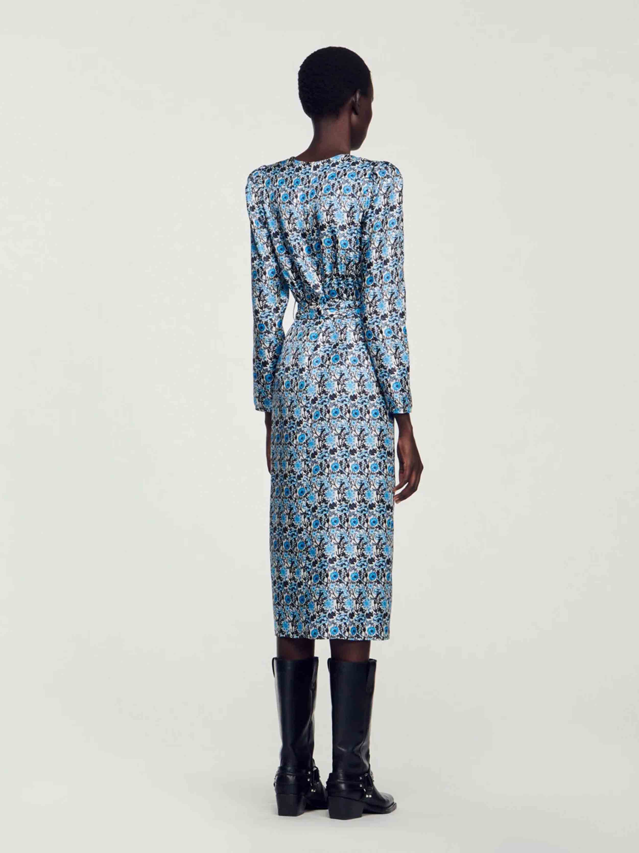 SANDRO - Women's Long Draped Silk Dress - Image 3