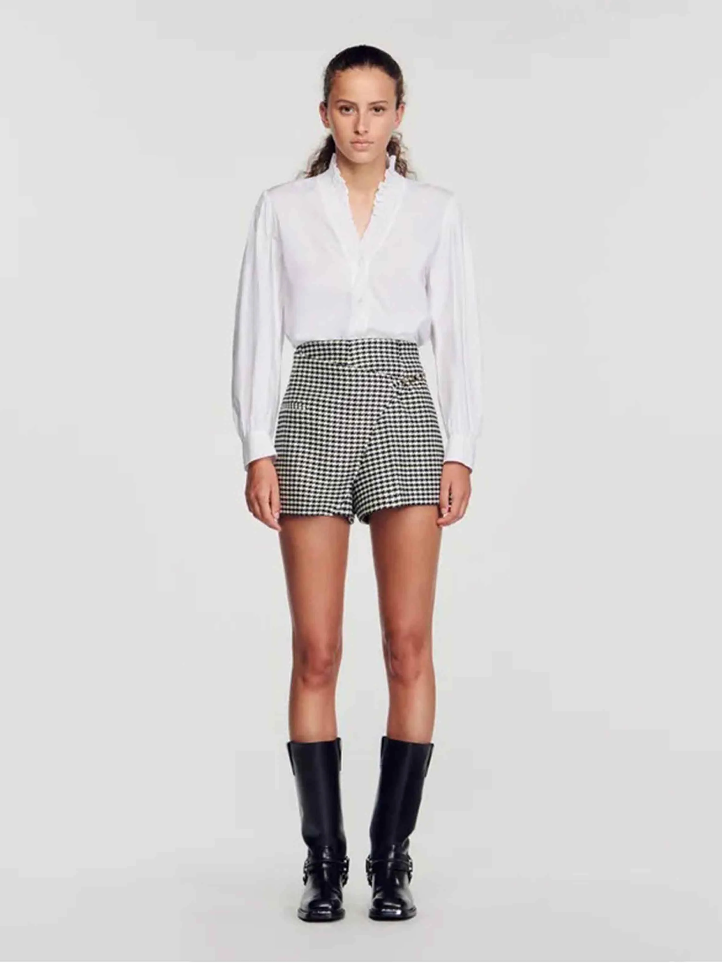 SANDRO - Women's Houndstooth Shorts - Image 4