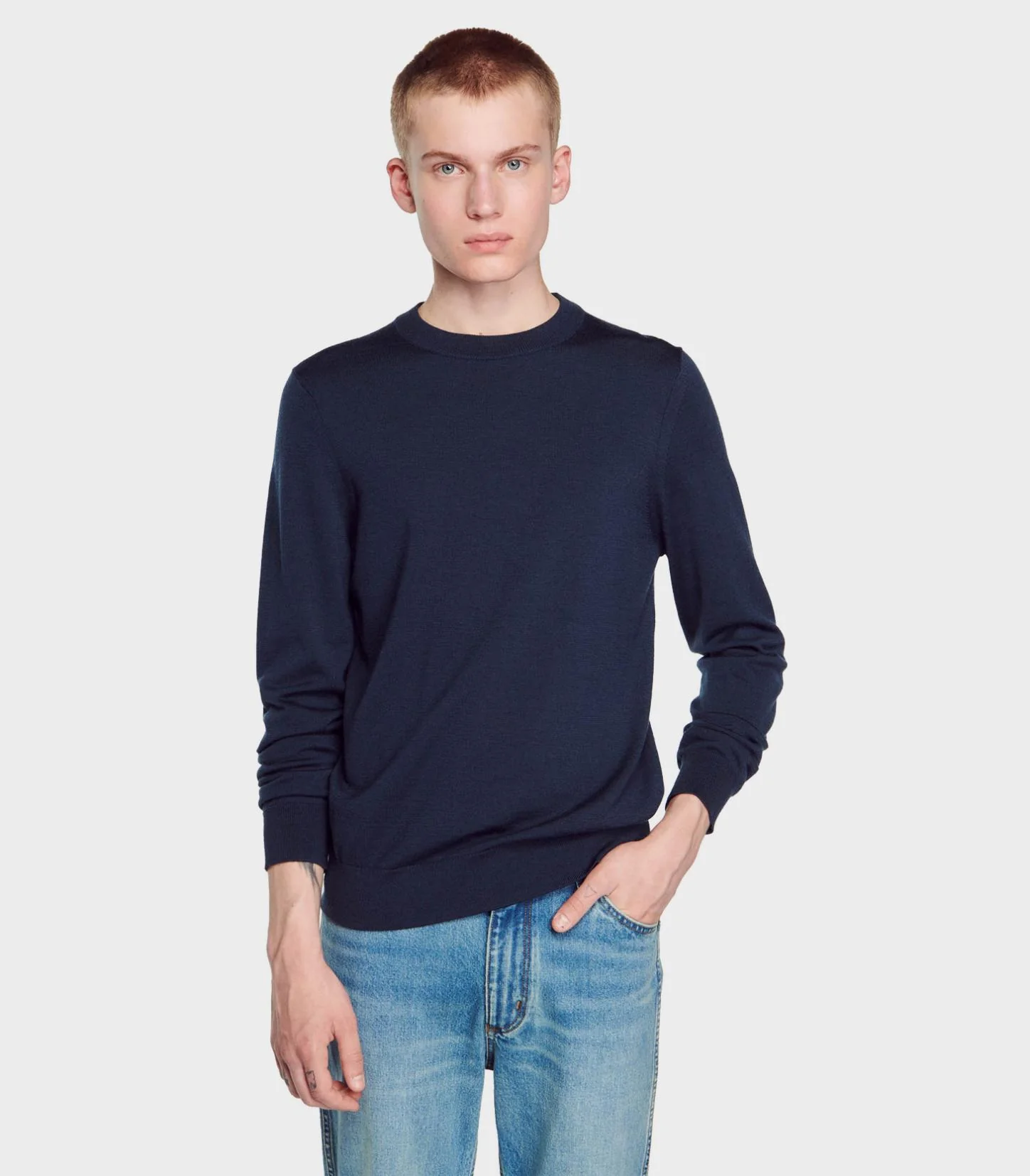 SANDRO - Men's Fine Knit Wool Sweater - Image 5