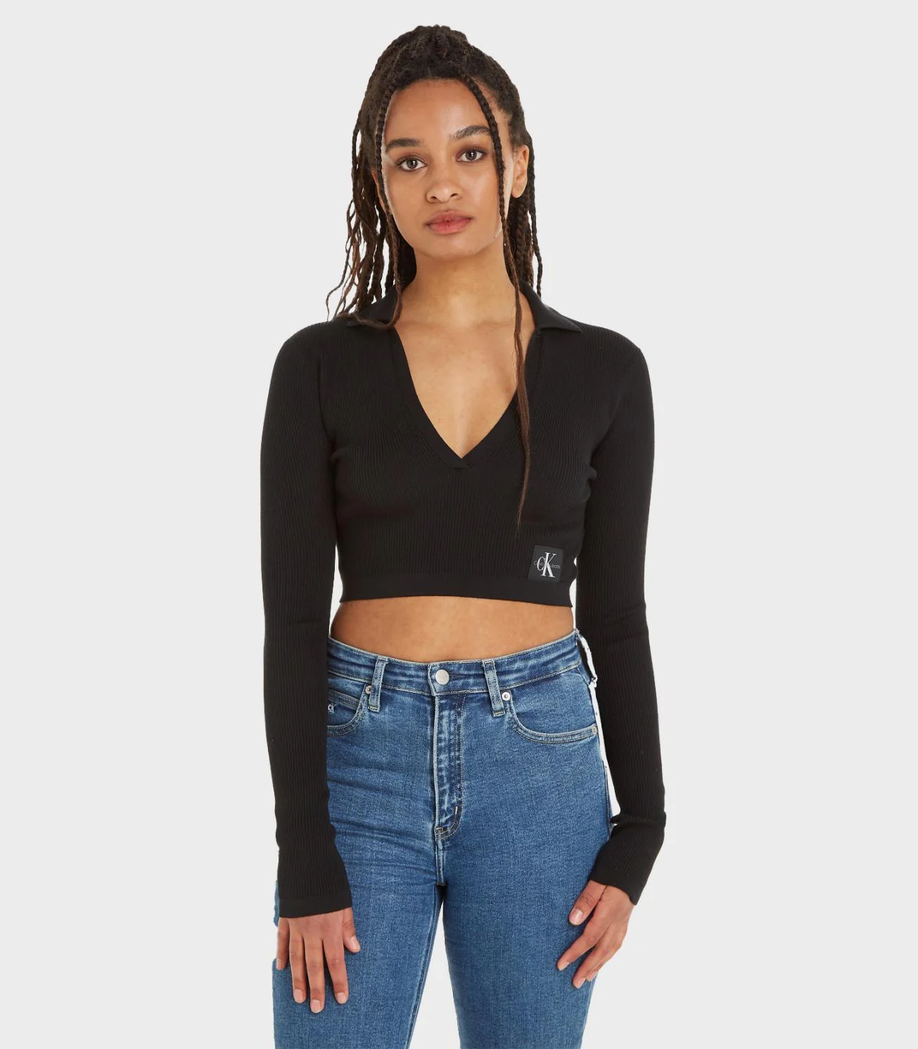 Calvin Klein Jeans - Label Tight Crop V - Neck Sweater - Image 3
