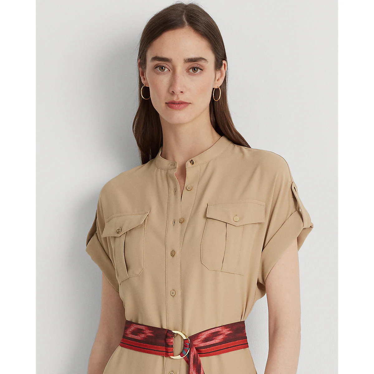 Lauren Ralph Lauren - Belted Double-Faced Georgette Shirtdres - Image 4