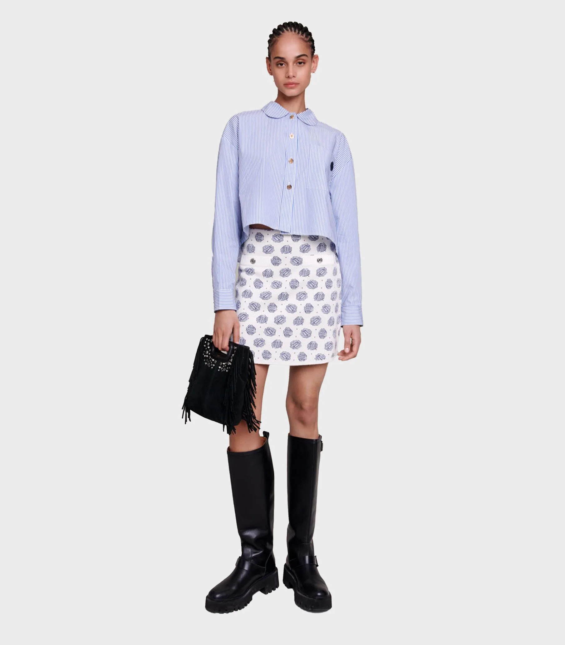 Maje - Monogrammed Knit Skirt - Image 4