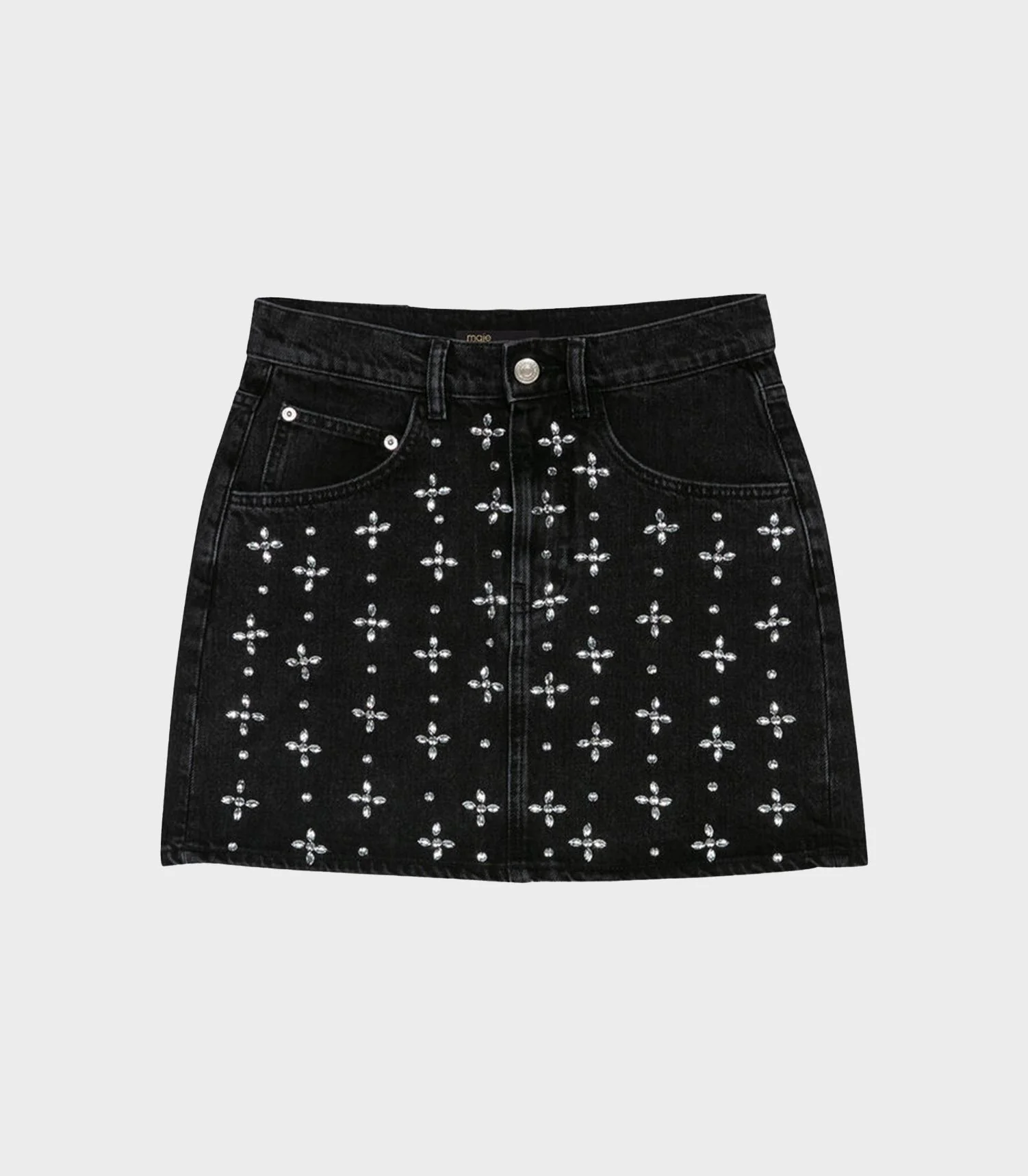 Maje - Short Denim Skirt With Rhinestones - Image 3