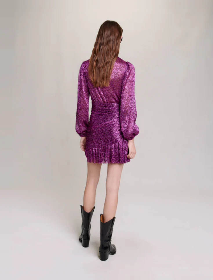 Maje - Metallic Fibre Pleated Dress - Image 3