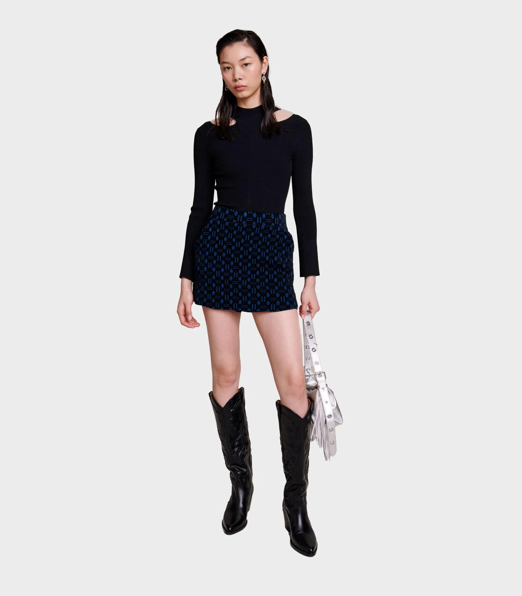 Maje - Velvet Jacquard Skort - Image 2