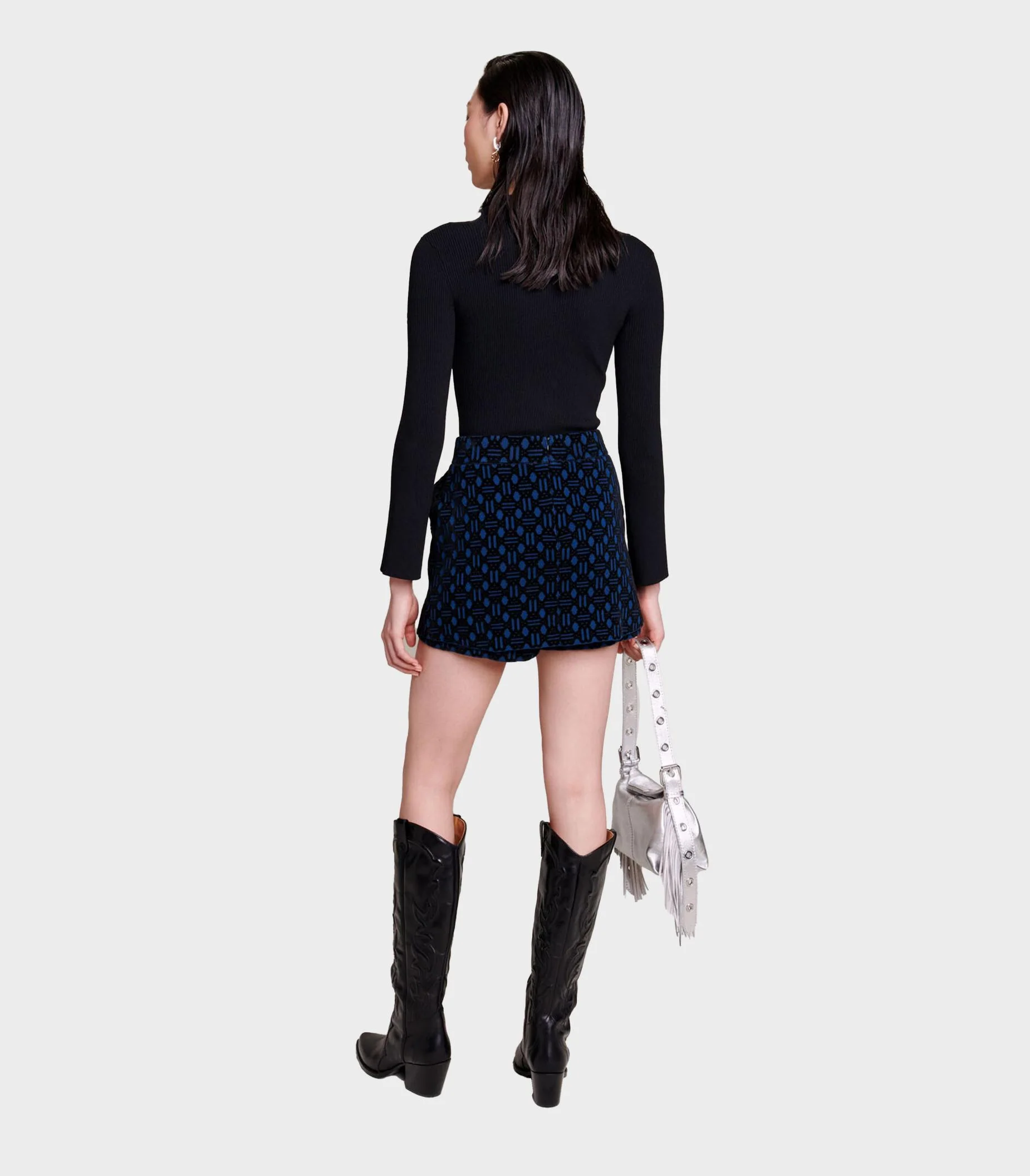 Maje - Velvet Jacquard Skort - Image 3