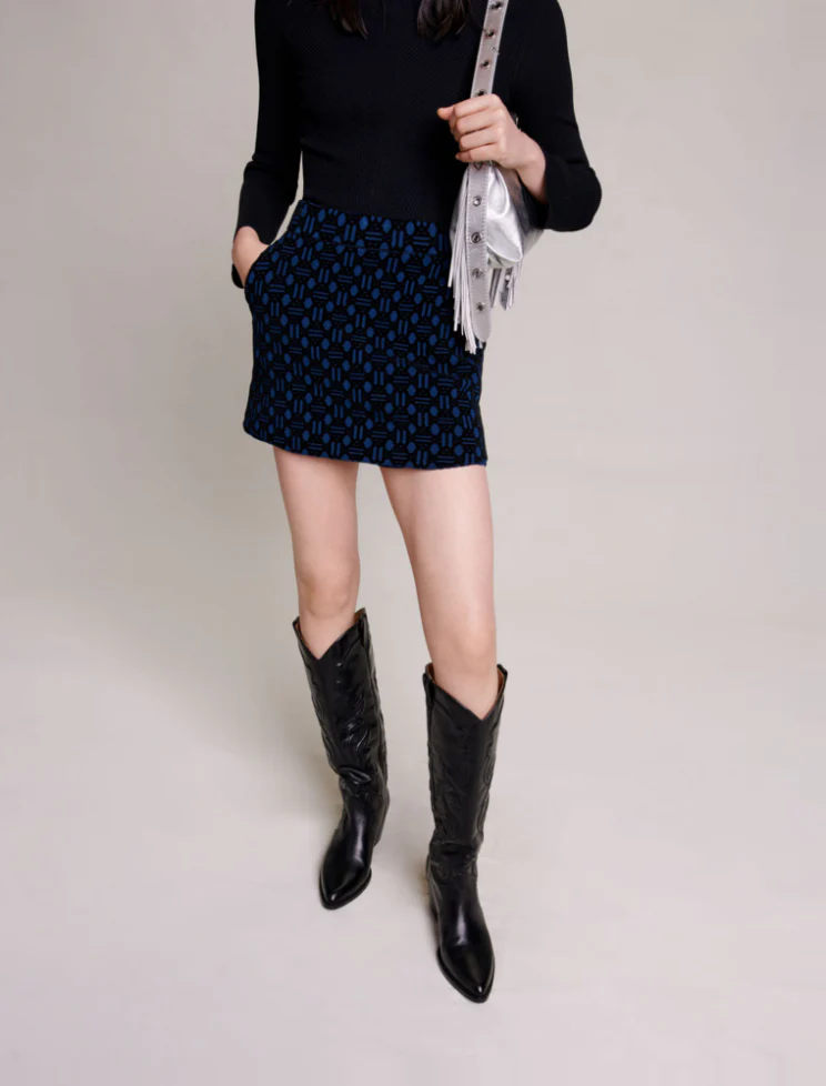 Maje - Velvet Jacquard Skort - Image 6