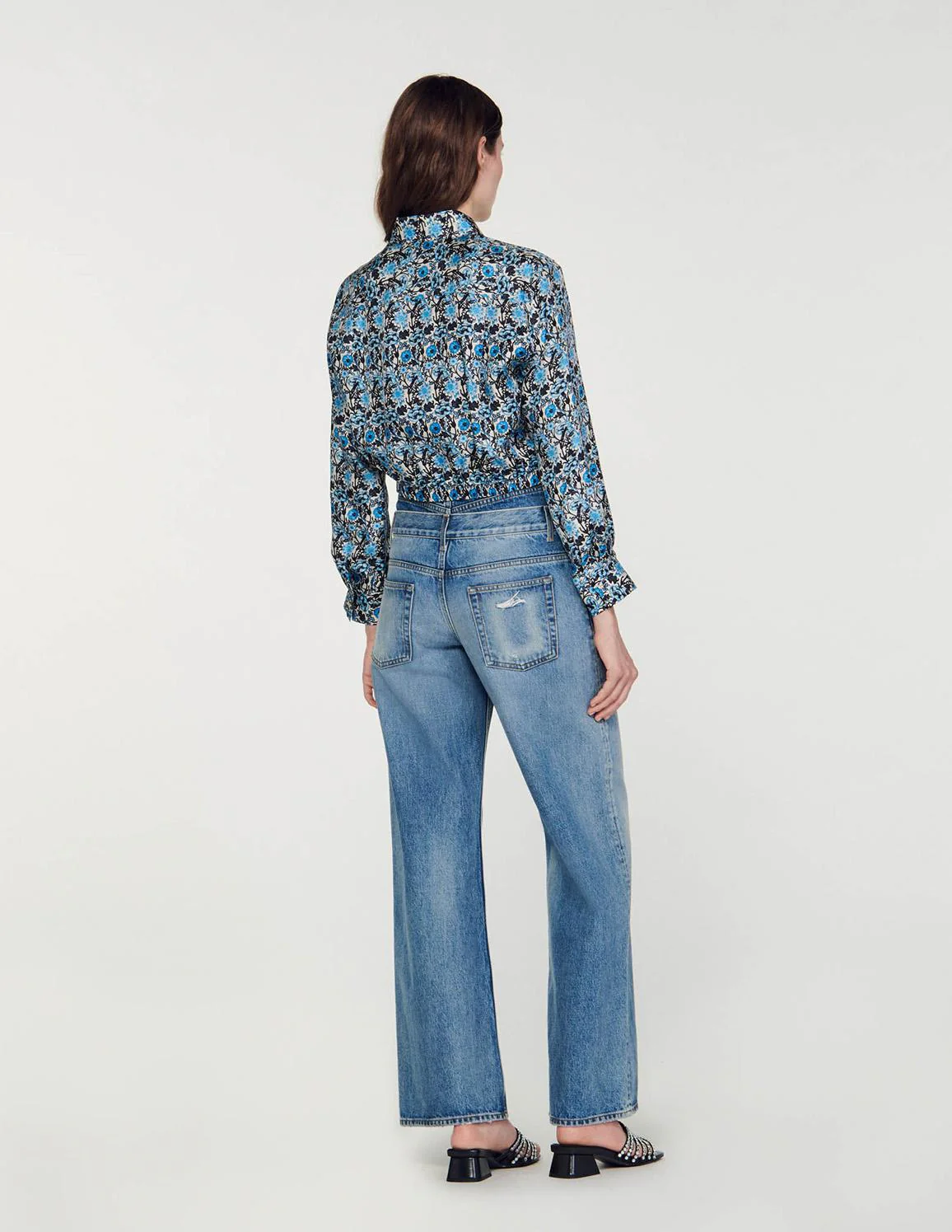 SANDRO - Cropped Silk Shirt - Image 3