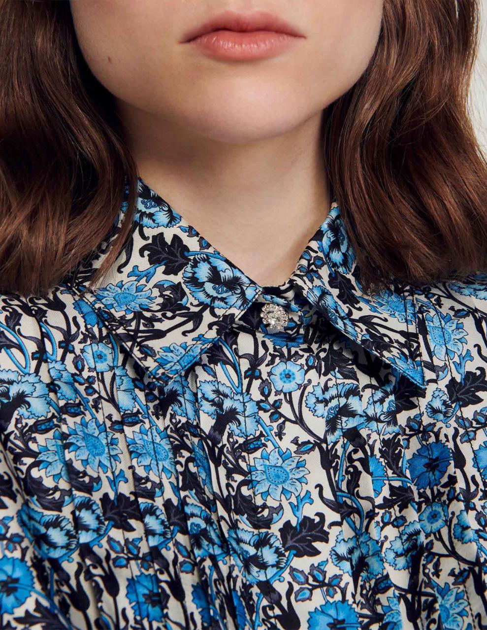 SANDRO - Cropped Silk Shirt - Image 4