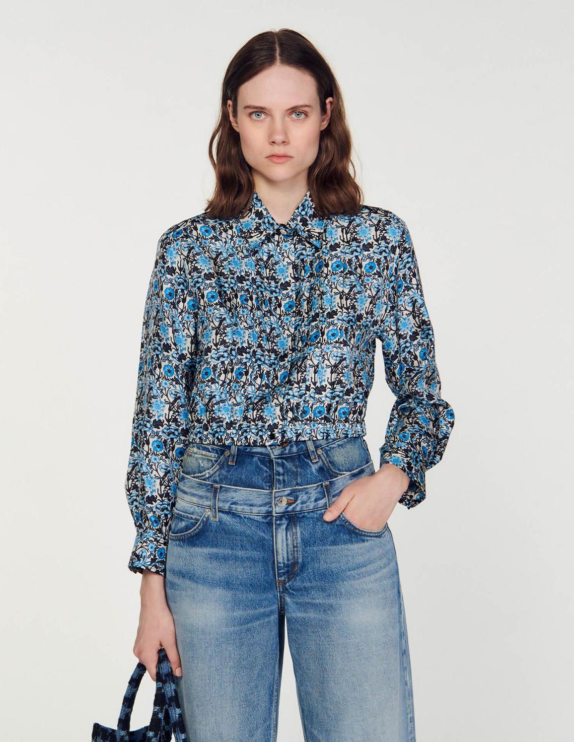 SANDRO - Cropped Silk Shirt - Image 5