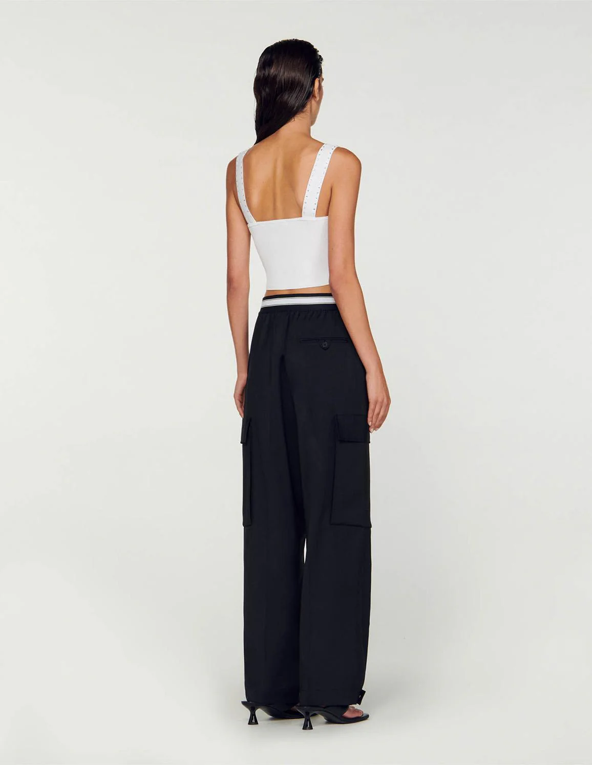 SANDRO - Rhinestone Knit Cropped Top - Image 3