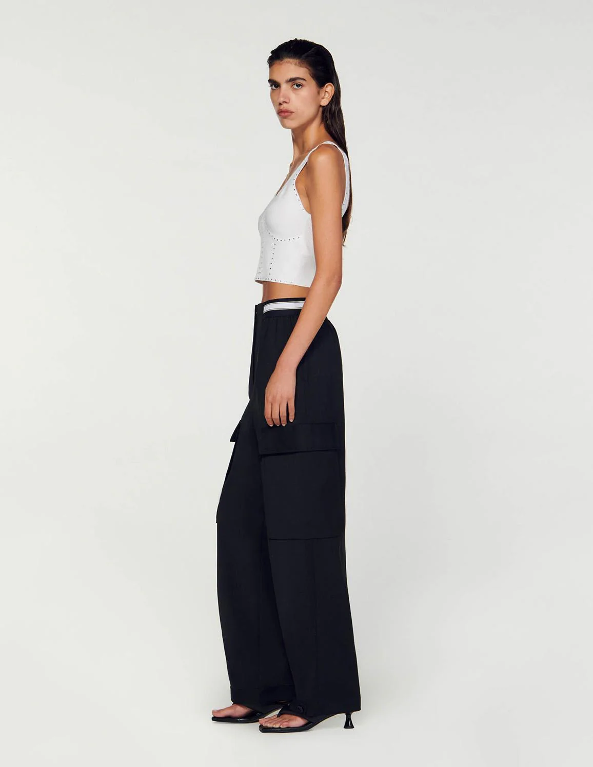 SANDRO - Rhinestone Knit Cropped Top - Image 4