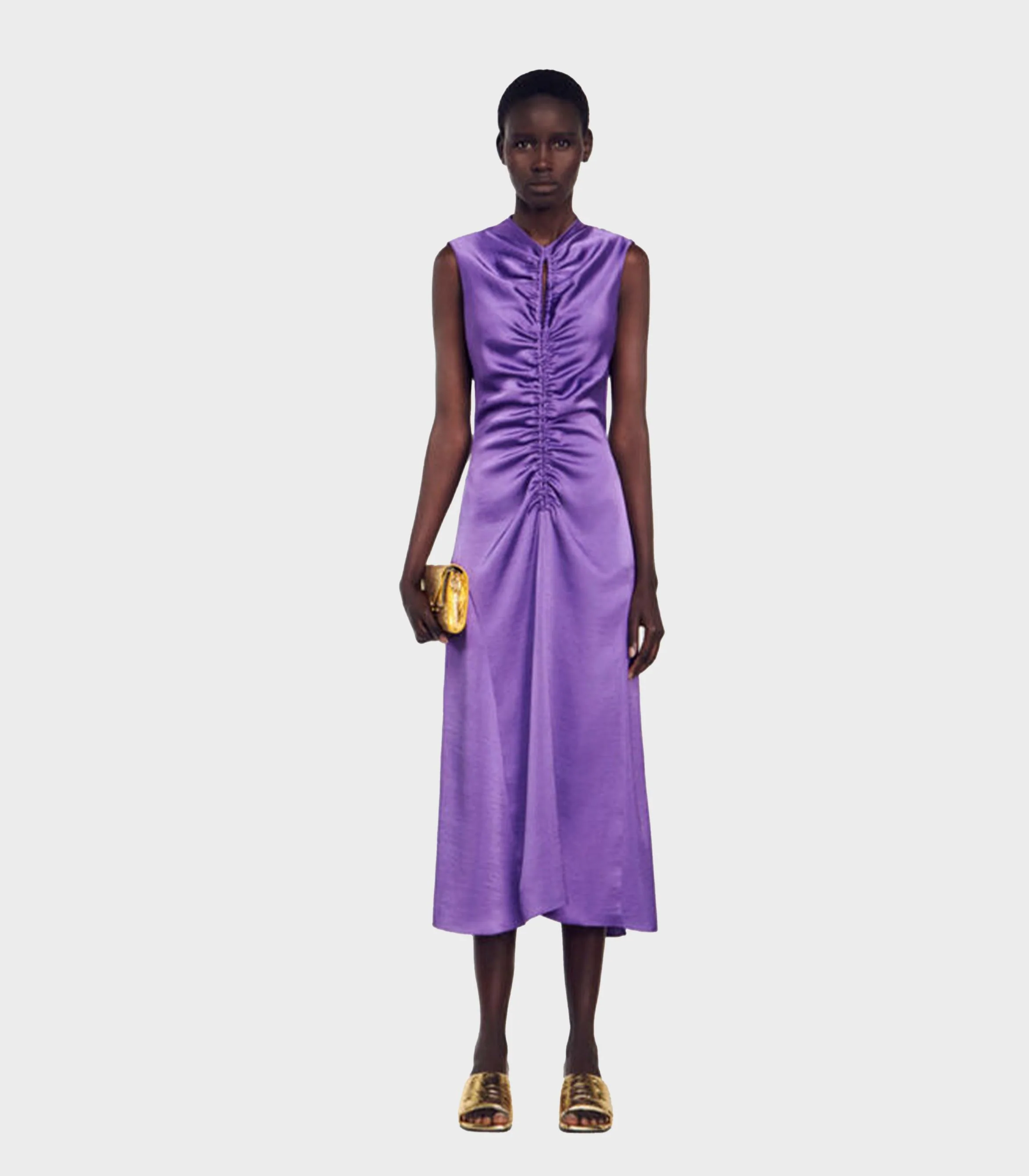 SANDRO - Women's Satin-Finish Midi Dress - Image 2