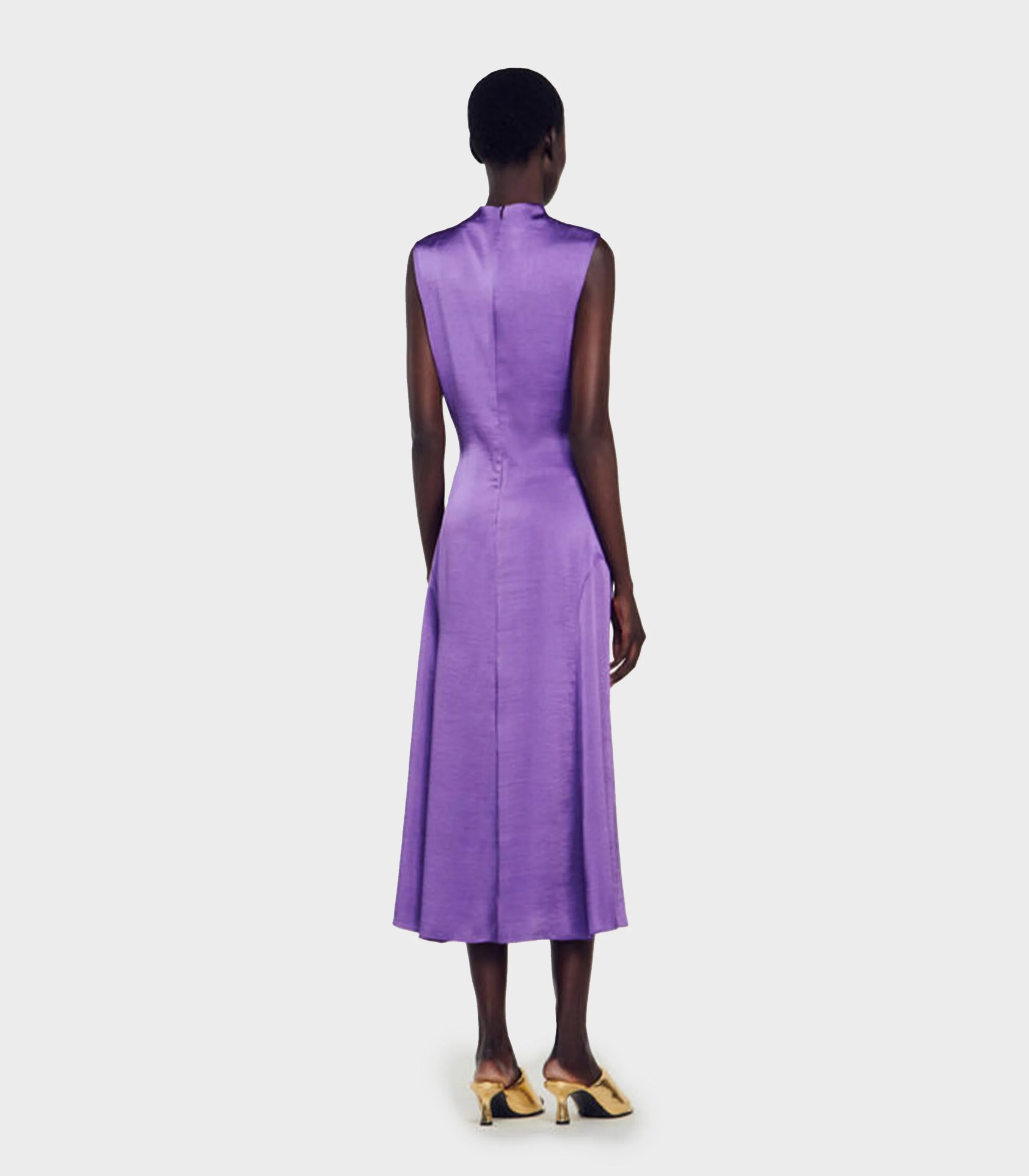 SANDRO - Women's Satin-Finish Midi Dress - Image 3