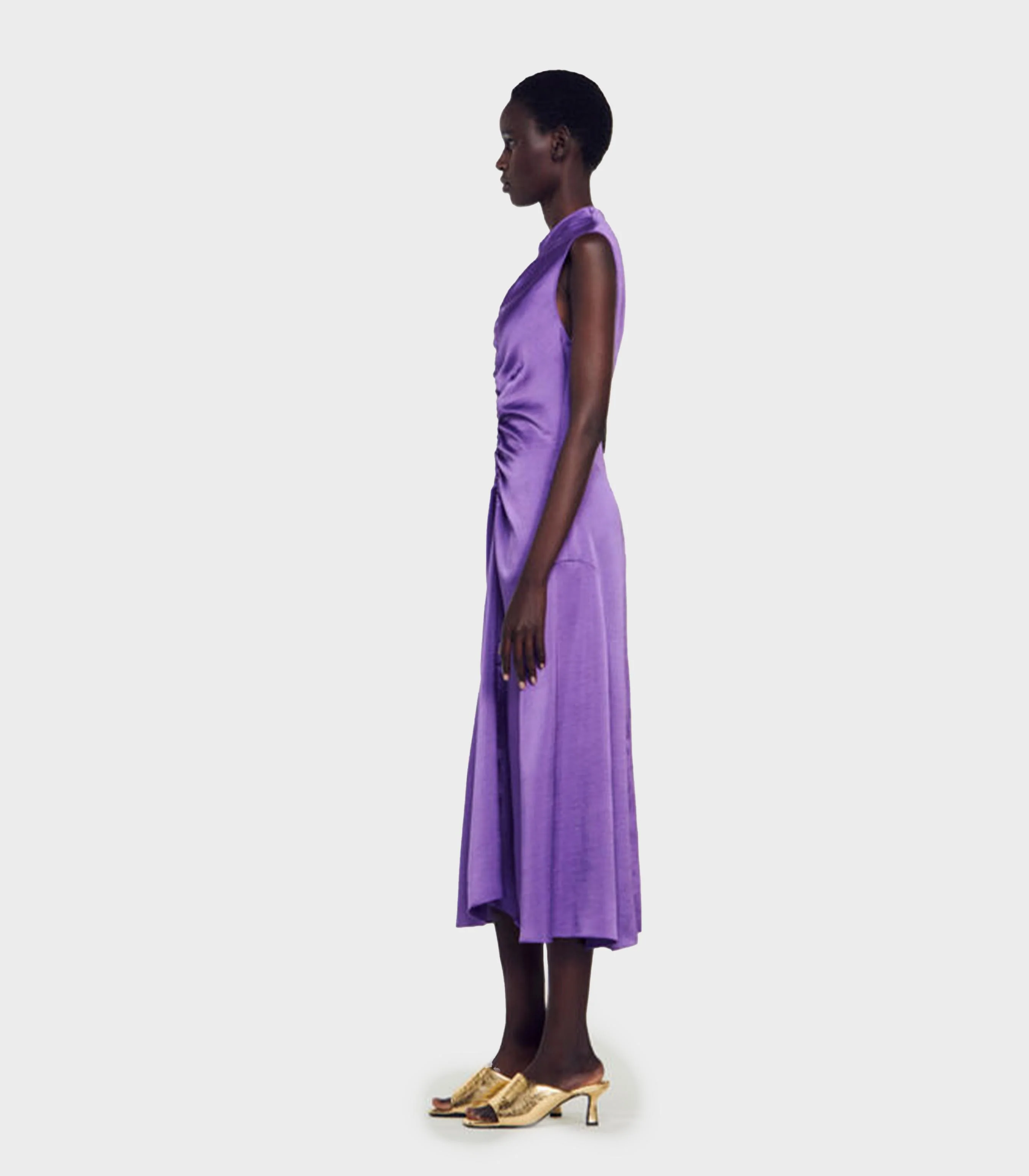 SANDRO - Women's Satin-Finish Midi Dress - Image 4